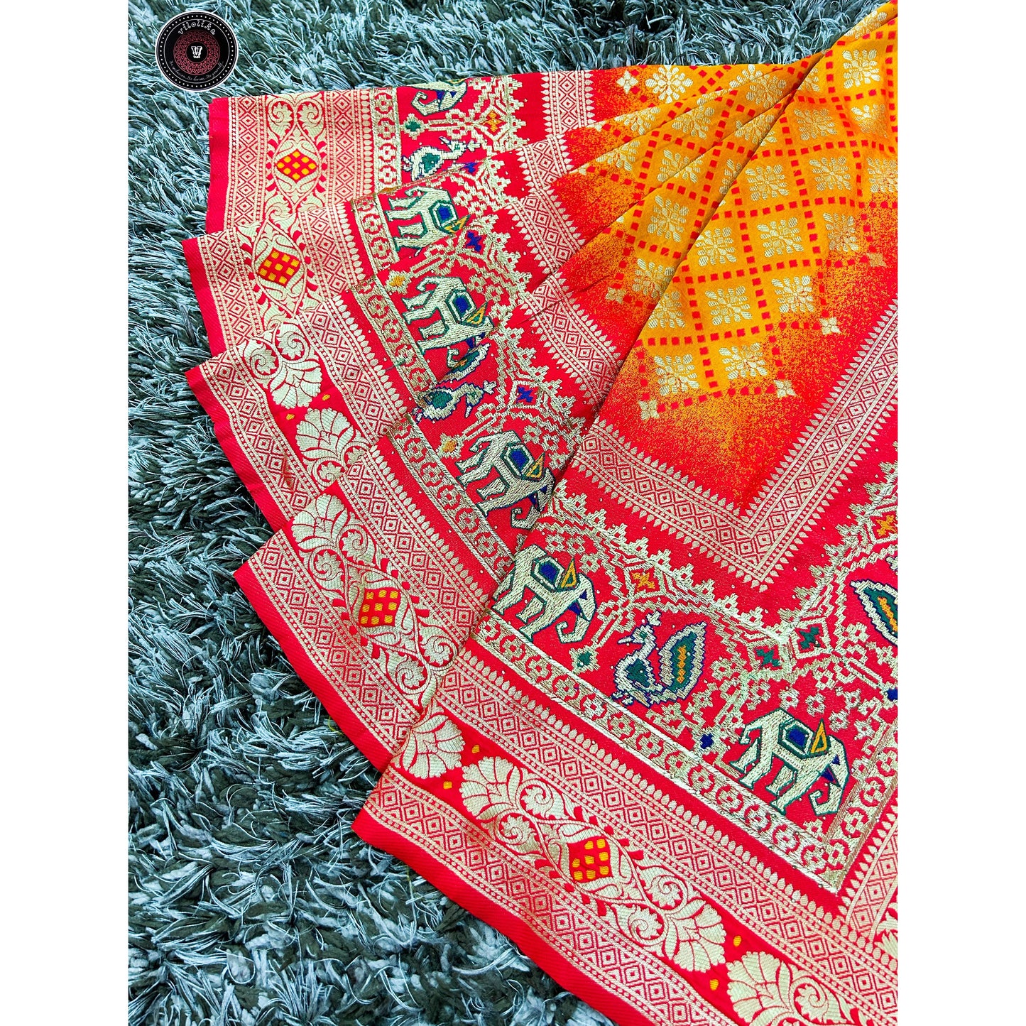 Fancy silk saree with peacock jari motif