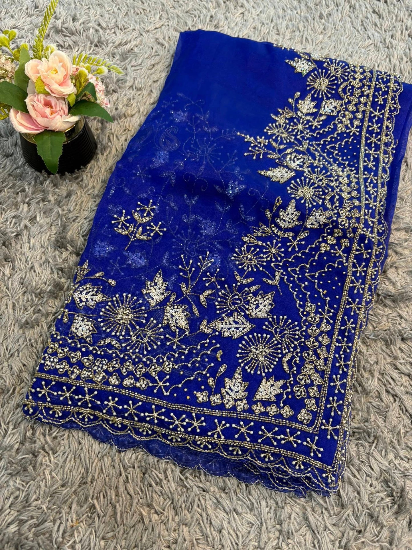 Gulmohar Tissue Organza Saree – Radiant Woven Luminosity