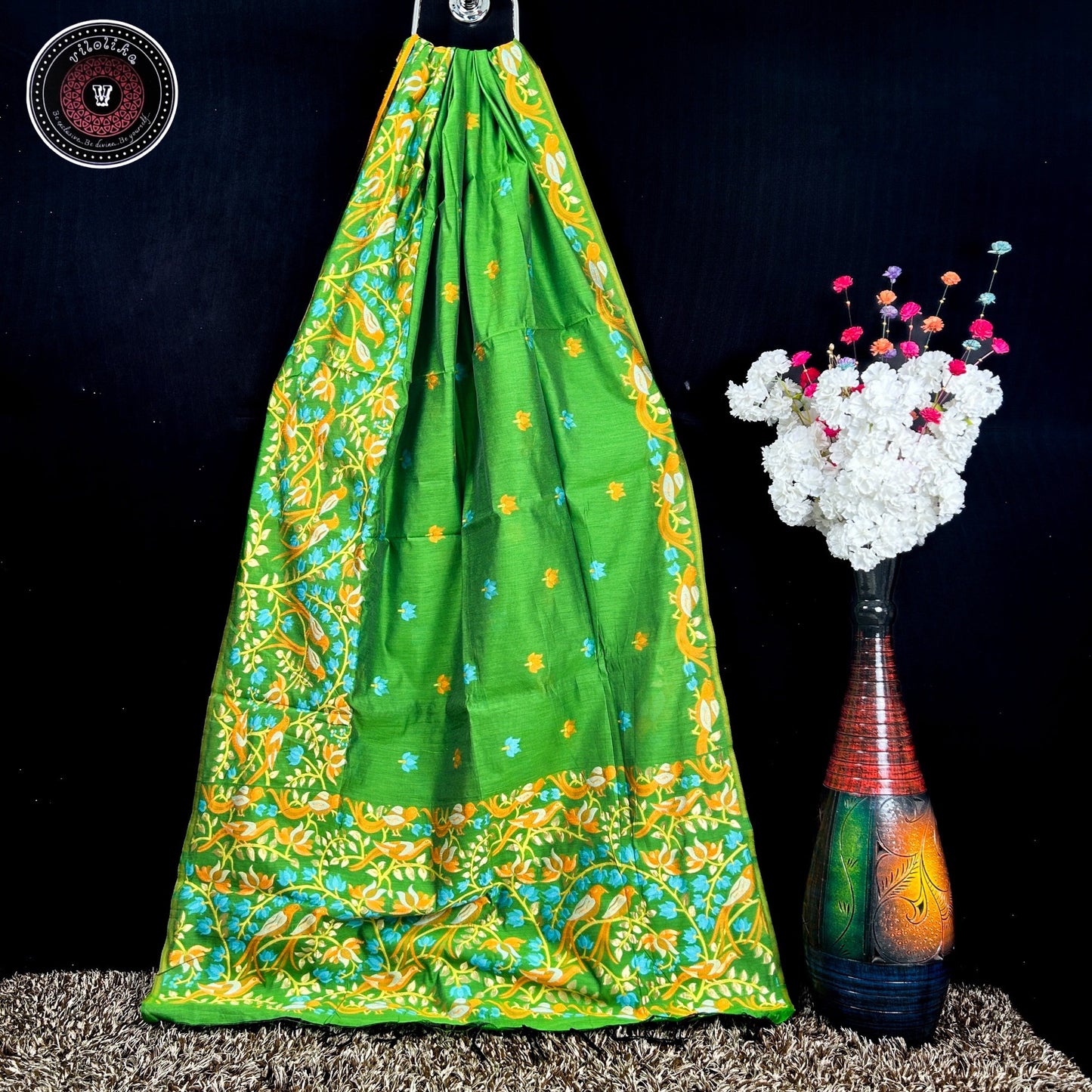 Ghicha silk saree with jari and thread weaving