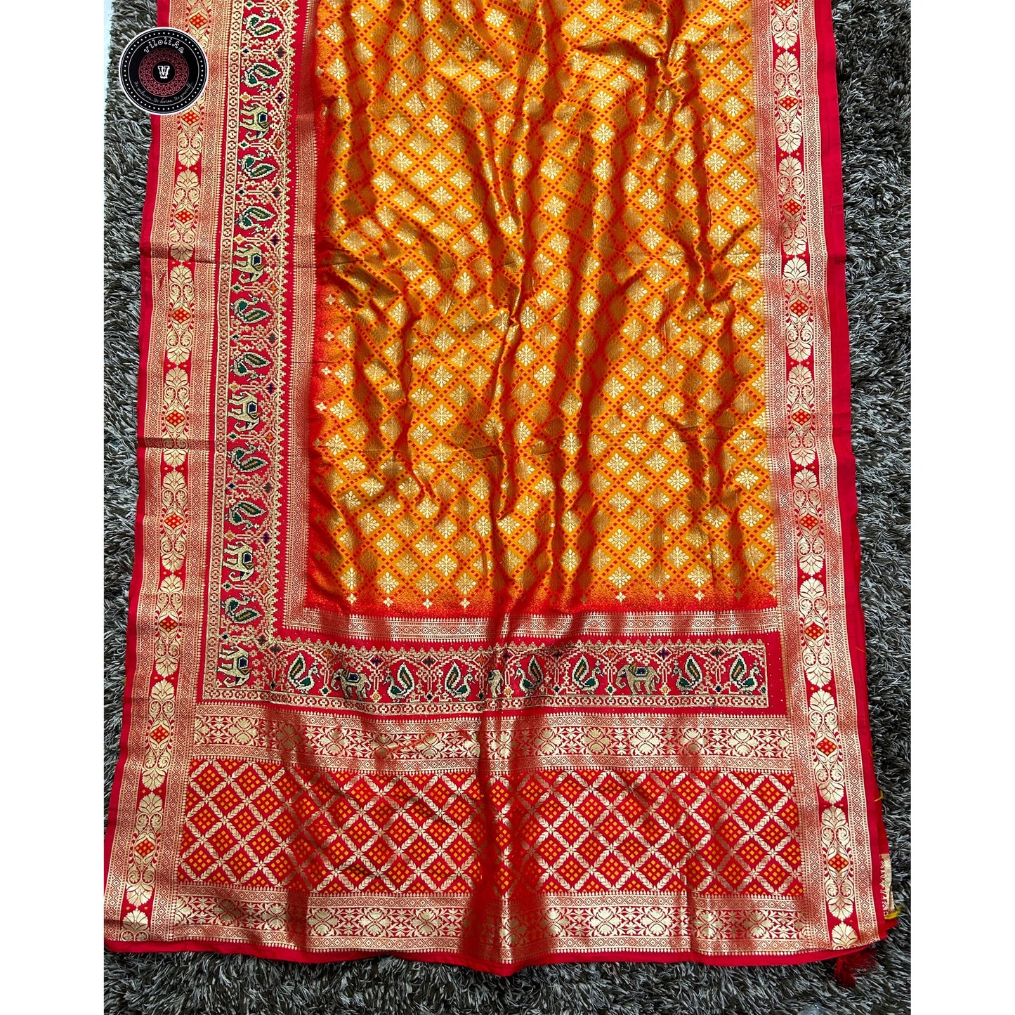 Fancy silk saree with peacock jari motif
