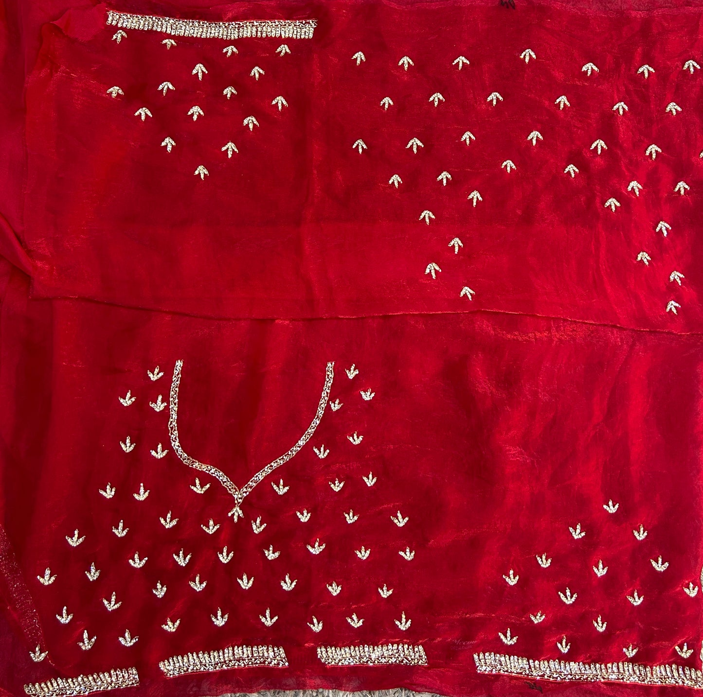 Meera Velvet Satin Saree with Handcrafted Cutdana & Zardosi Embroidery