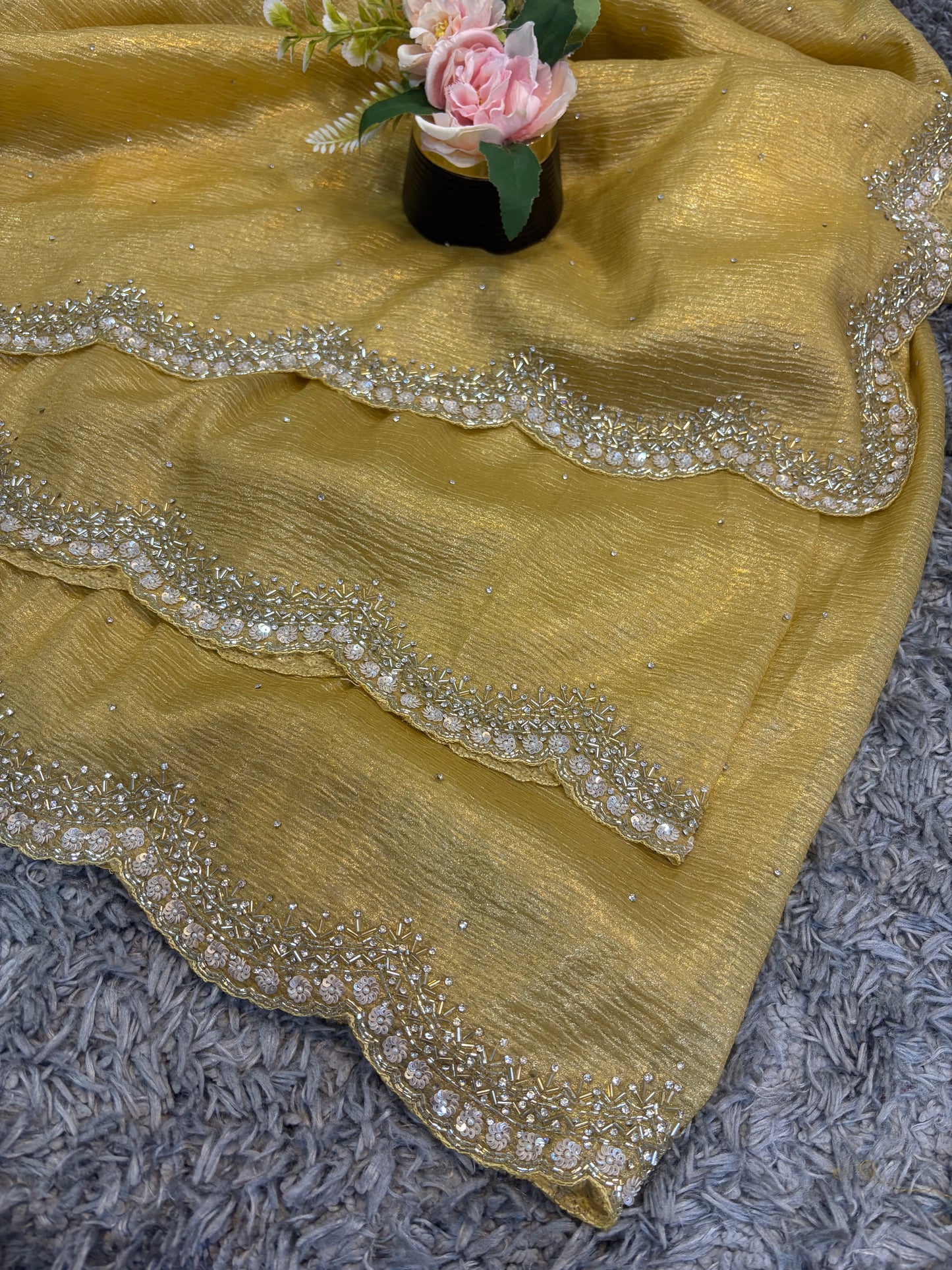 Sneha Crush Tissue Saree – Lightweight Glamour in Every Fold