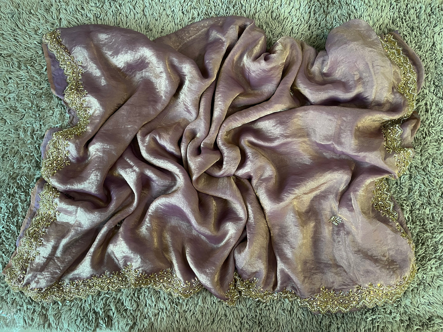 Hand worked fendy satin sarees with slick border