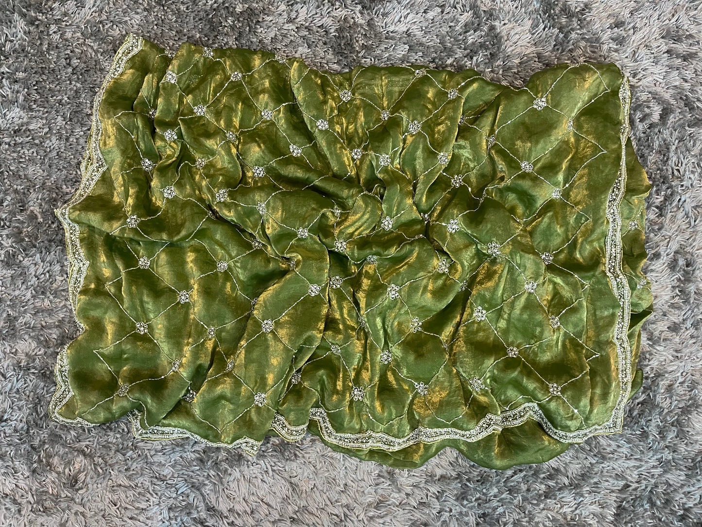 Handworked fendy satin sarees with allover jaal work