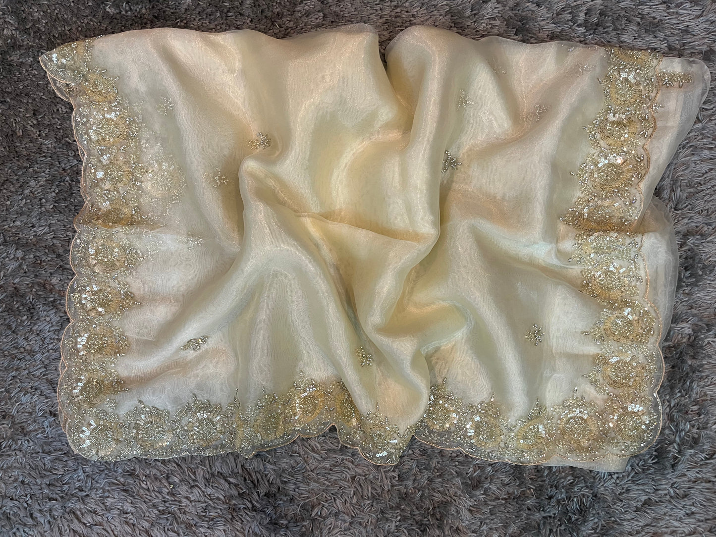 Premium hand worked tissue organza sarees