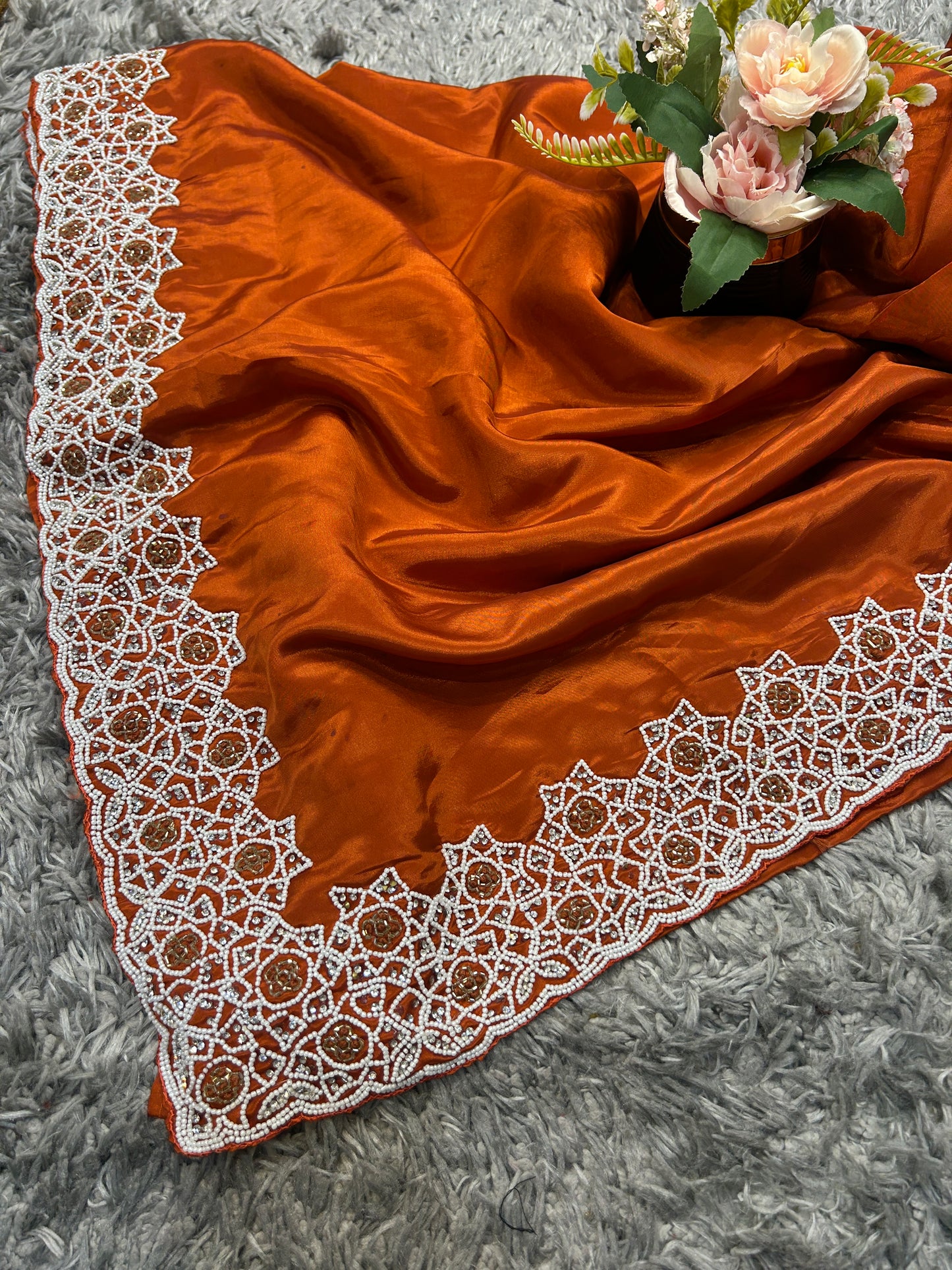 Pure HO Silk with Handcrafted Moti Work