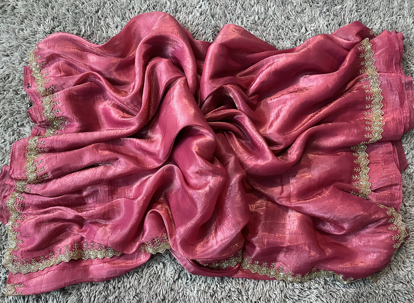 Handworked Simple Crush tissue saree with heavy blouse