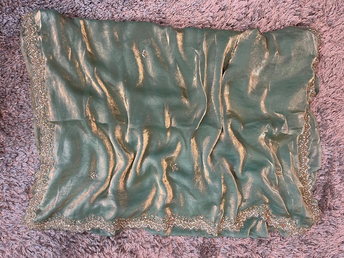 Hand worked fendy satin sarees with slick border