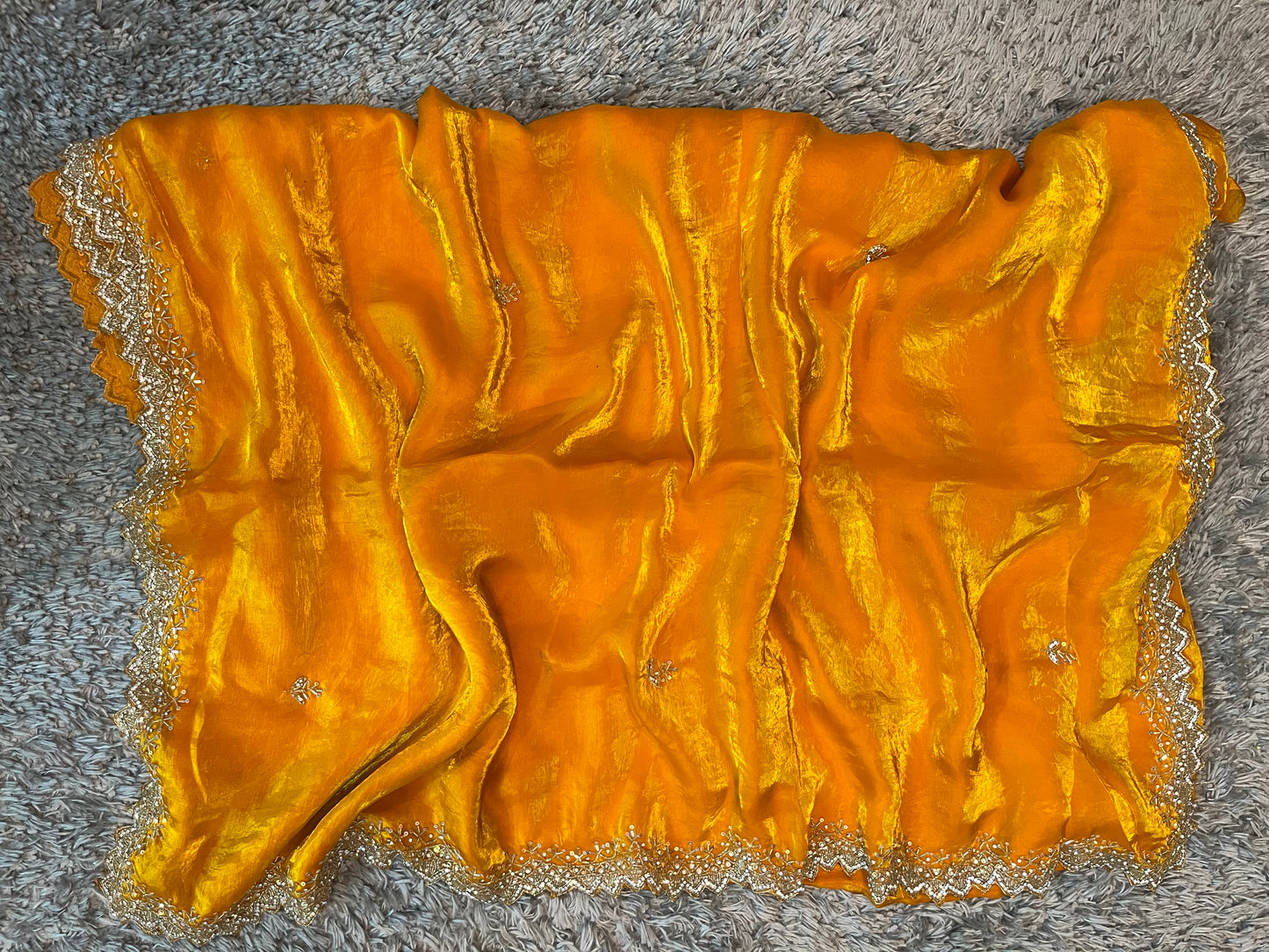 Hand worked fendy satin sarees with slick border