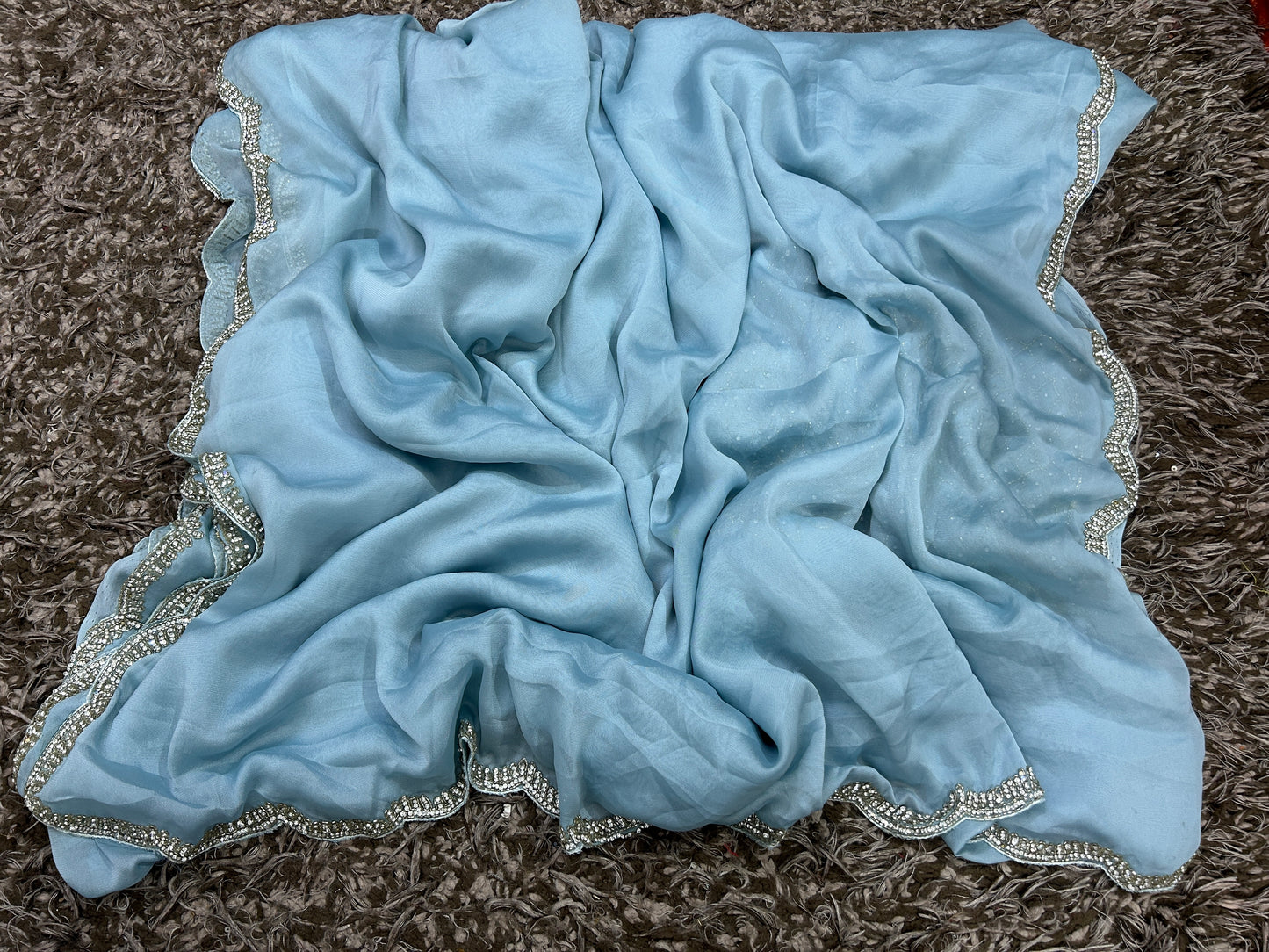 Handworked rangoli silk sarees with heavy blouse