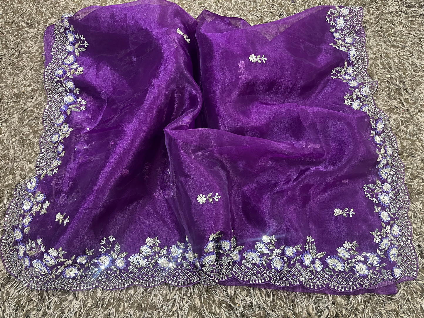 Hand worked Tissue Organza sarees fully stitched without stone work