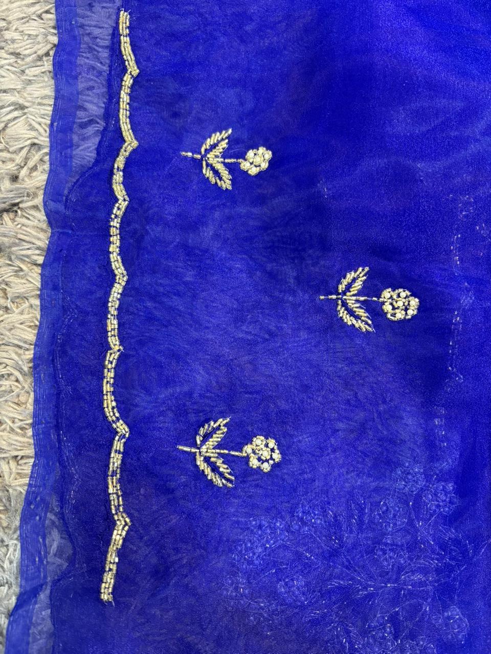 Star tissue organza sarees in big flower motif