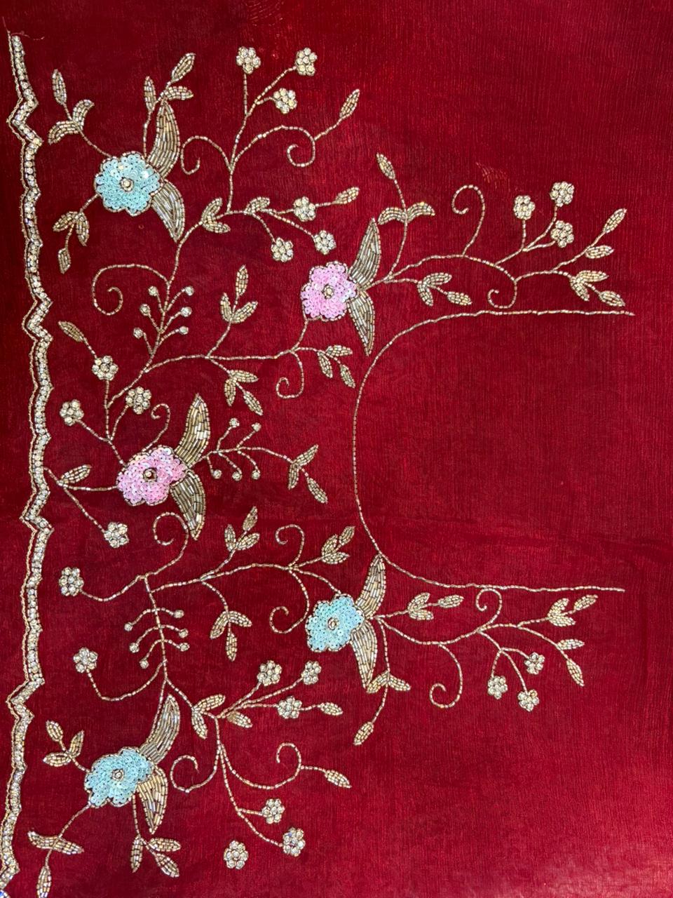 Juhi Handworked Satin Organza Saree