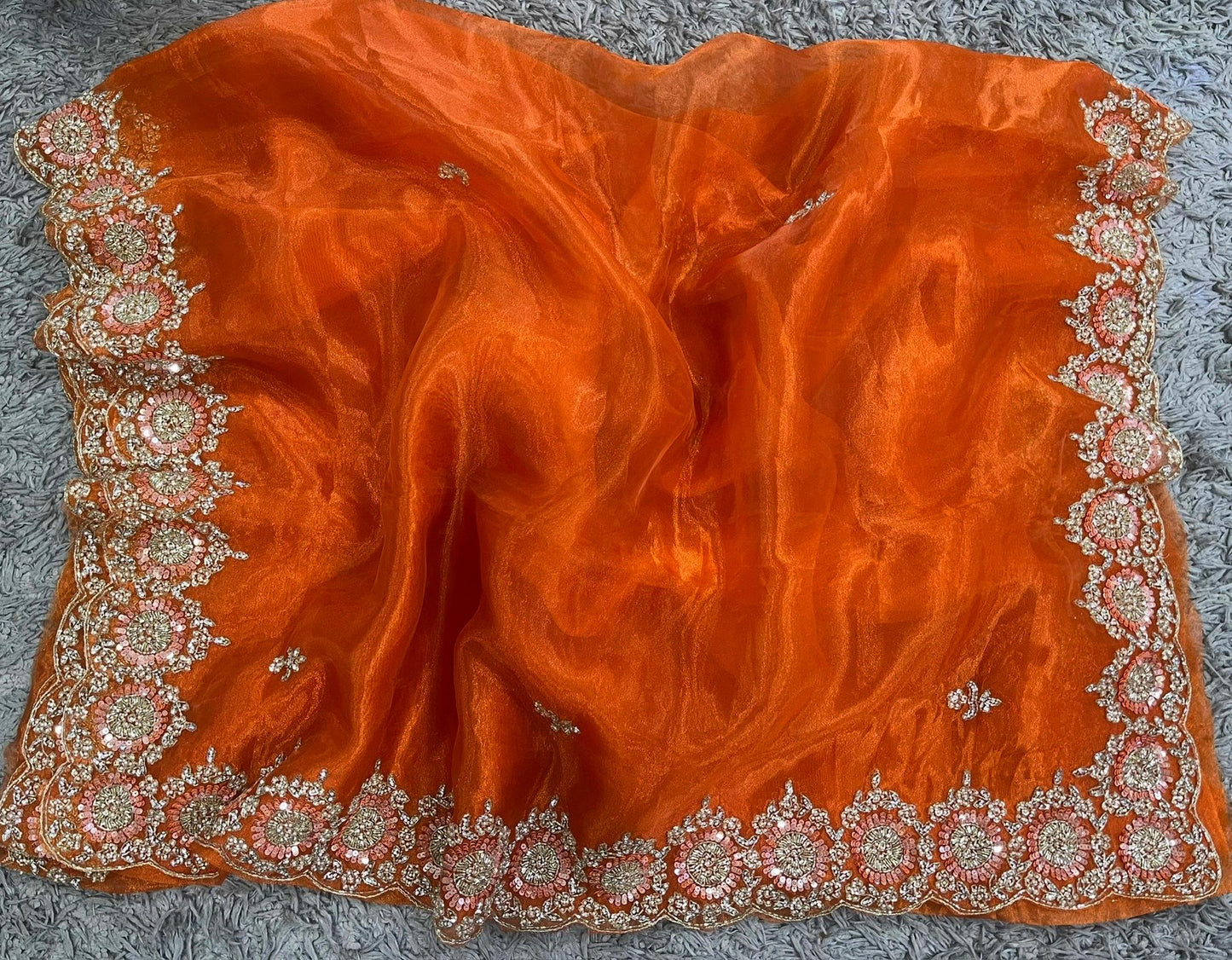 Ravina Hand worked tissue organza sarees