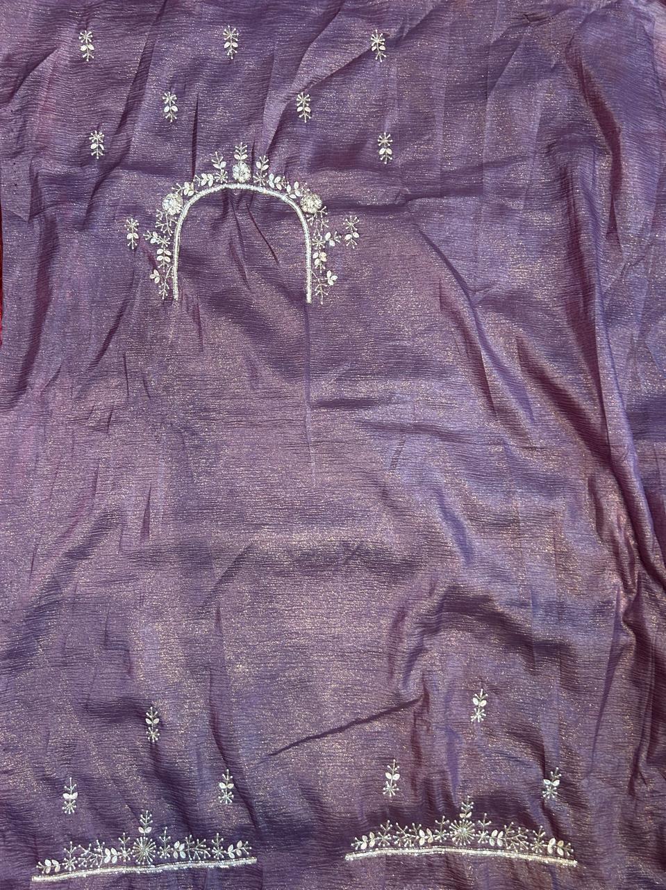 Saloni Exclusive handworked pure crush tissue saree