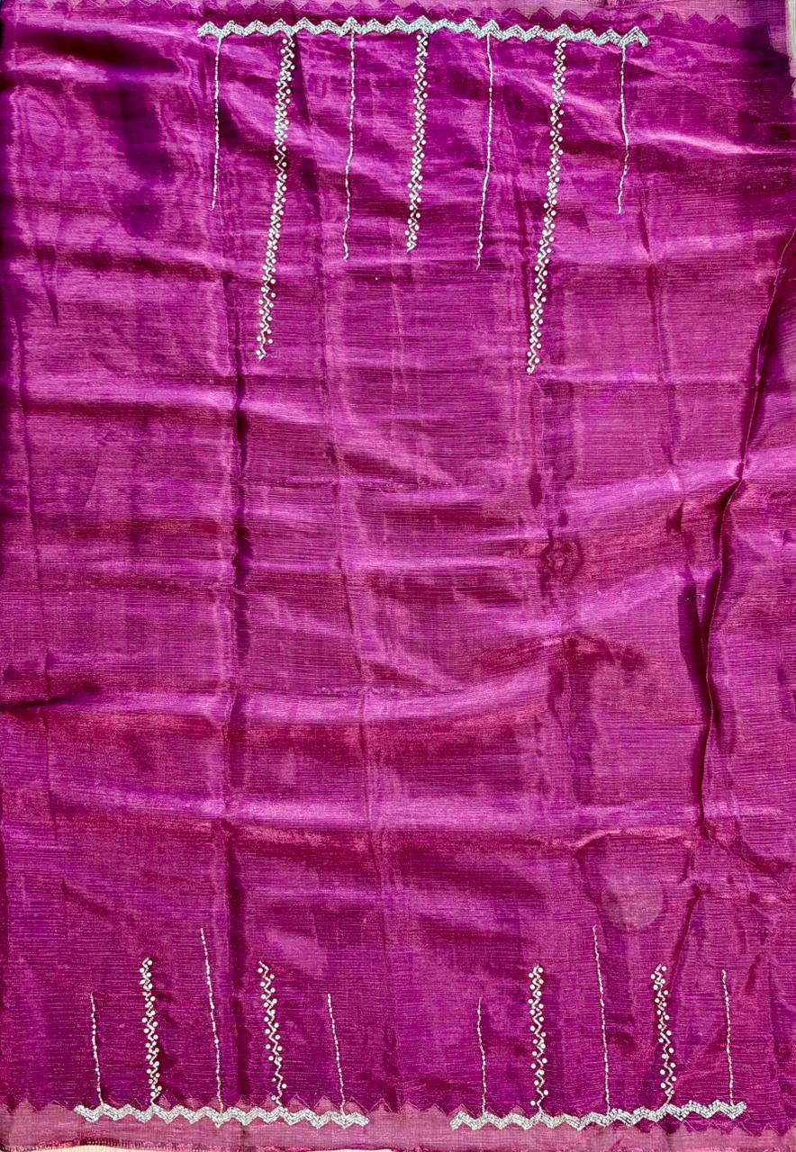 Jiya Satin Organza Sarees with zigzag border design