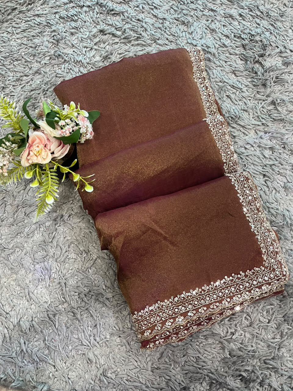 Jasmin Handworked Tissue Silk Saree