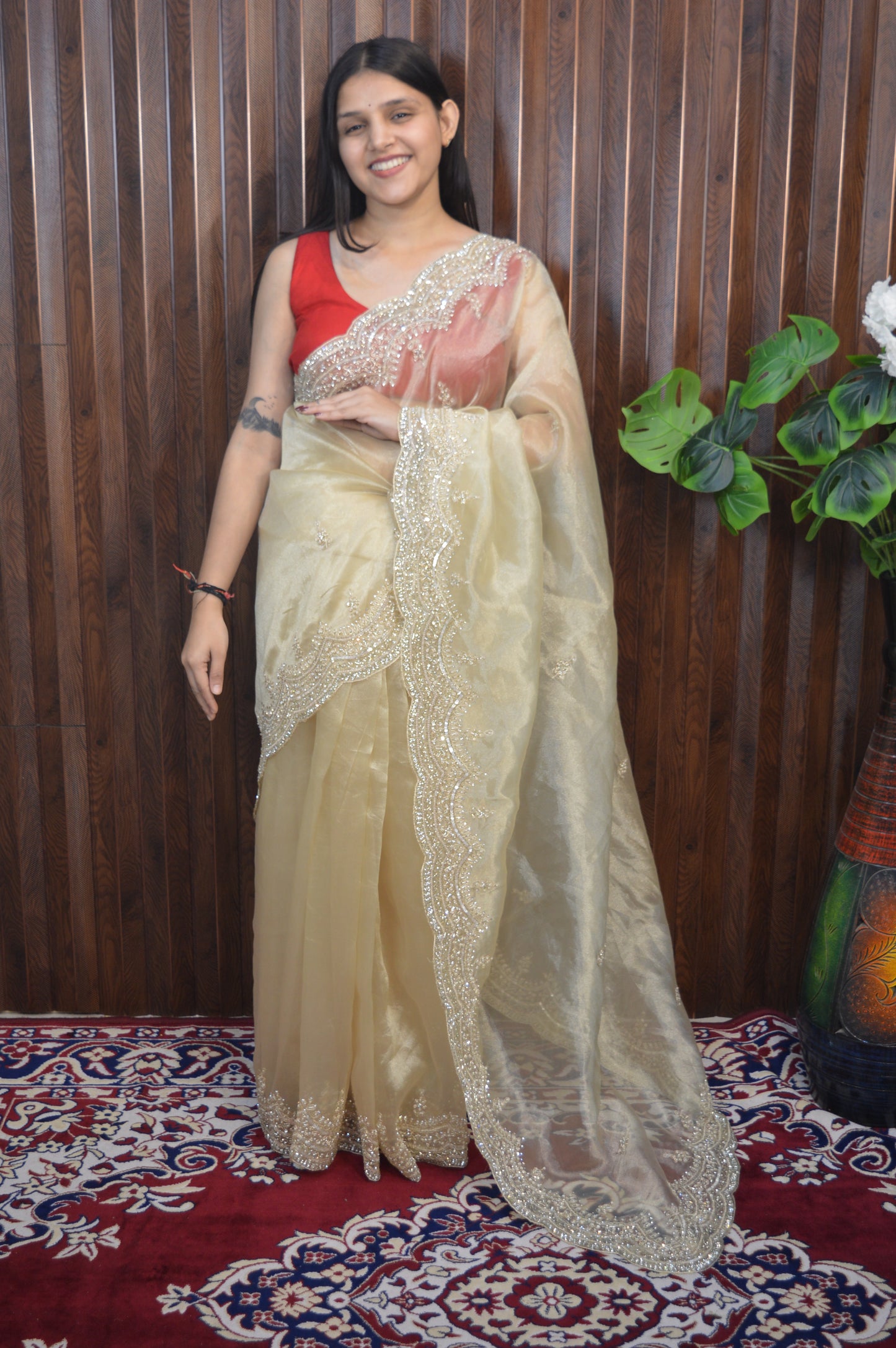 Pushpa Tissue Organza Saree – Ethereal Blooming Elegance