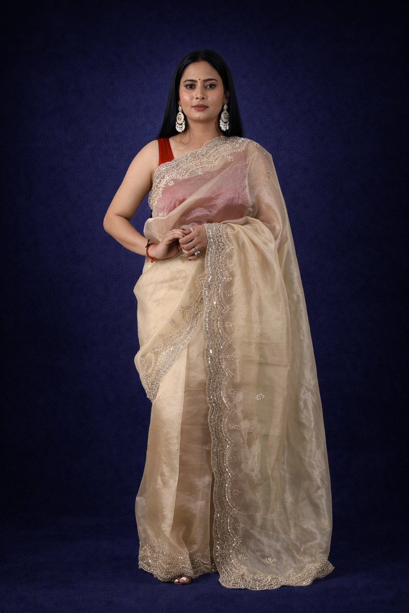 Pushpa Tissue Organza Saree – Ethereal Blooming Elegance