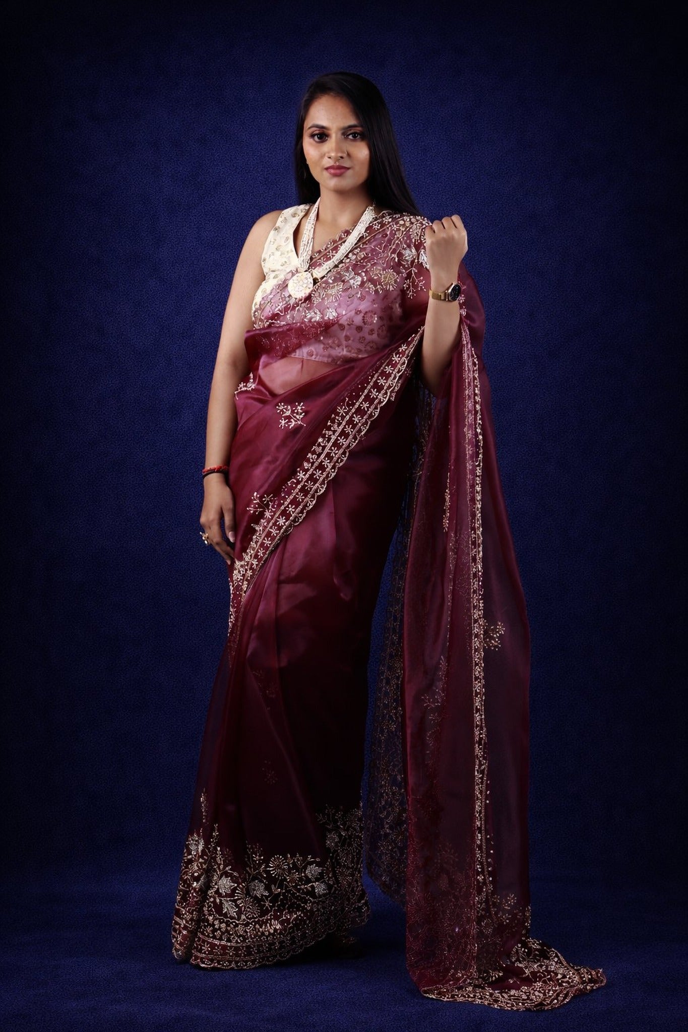 Gulmohar Tissue Organza Saree – Radiant Woven Luminosity