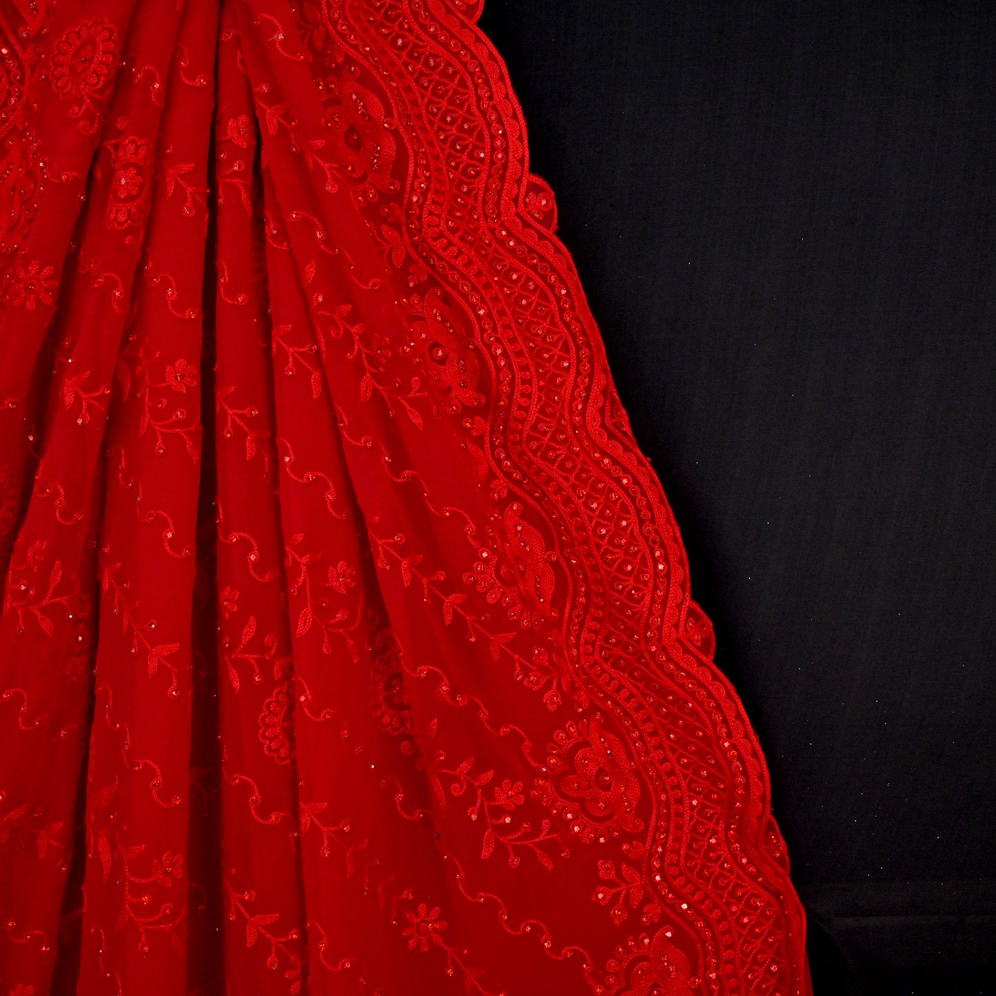 Exclusive Designer Georgette saree with all over kashmiri work and stone work.