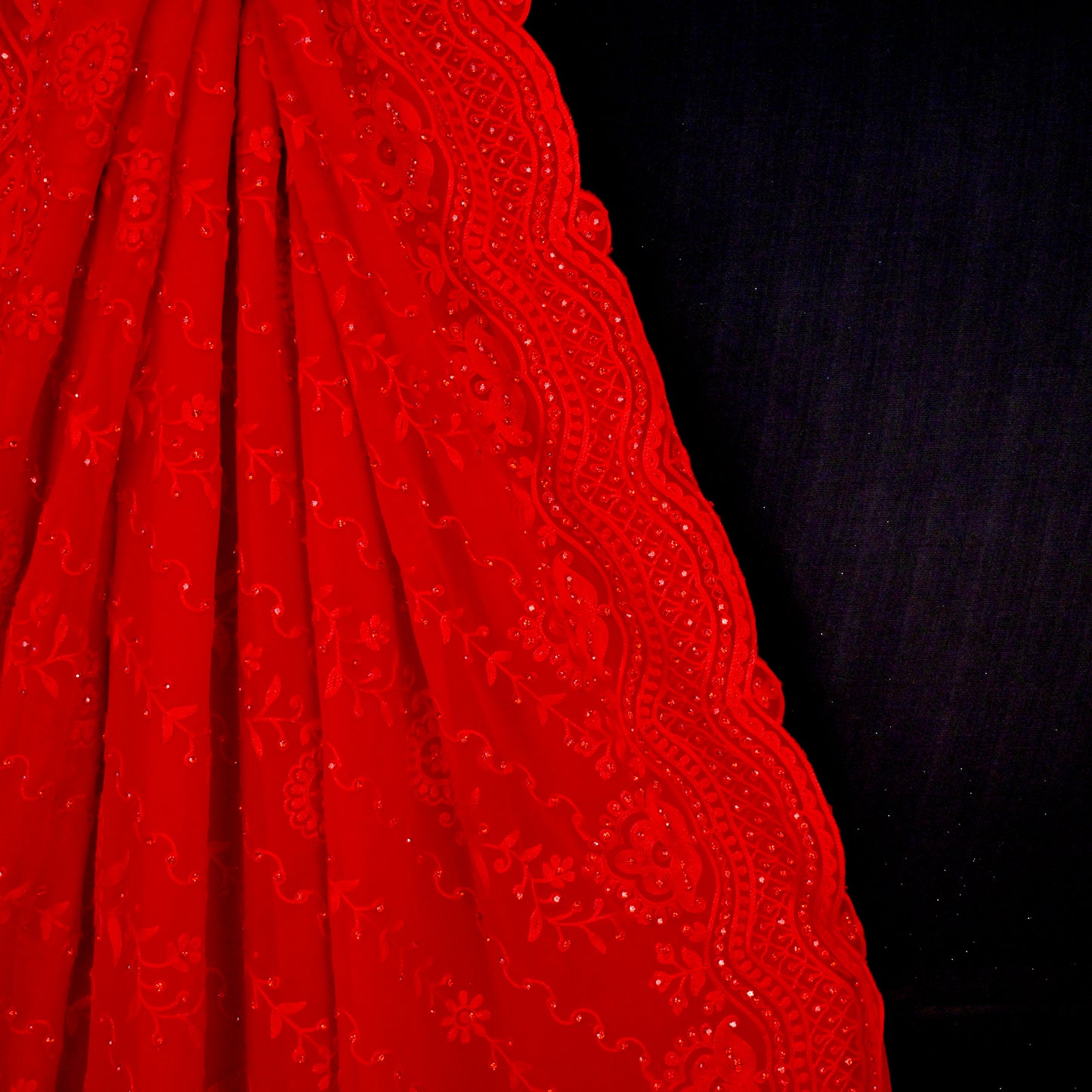Exclusive Designer Georgette saree with all over kashmiri work and stone work.