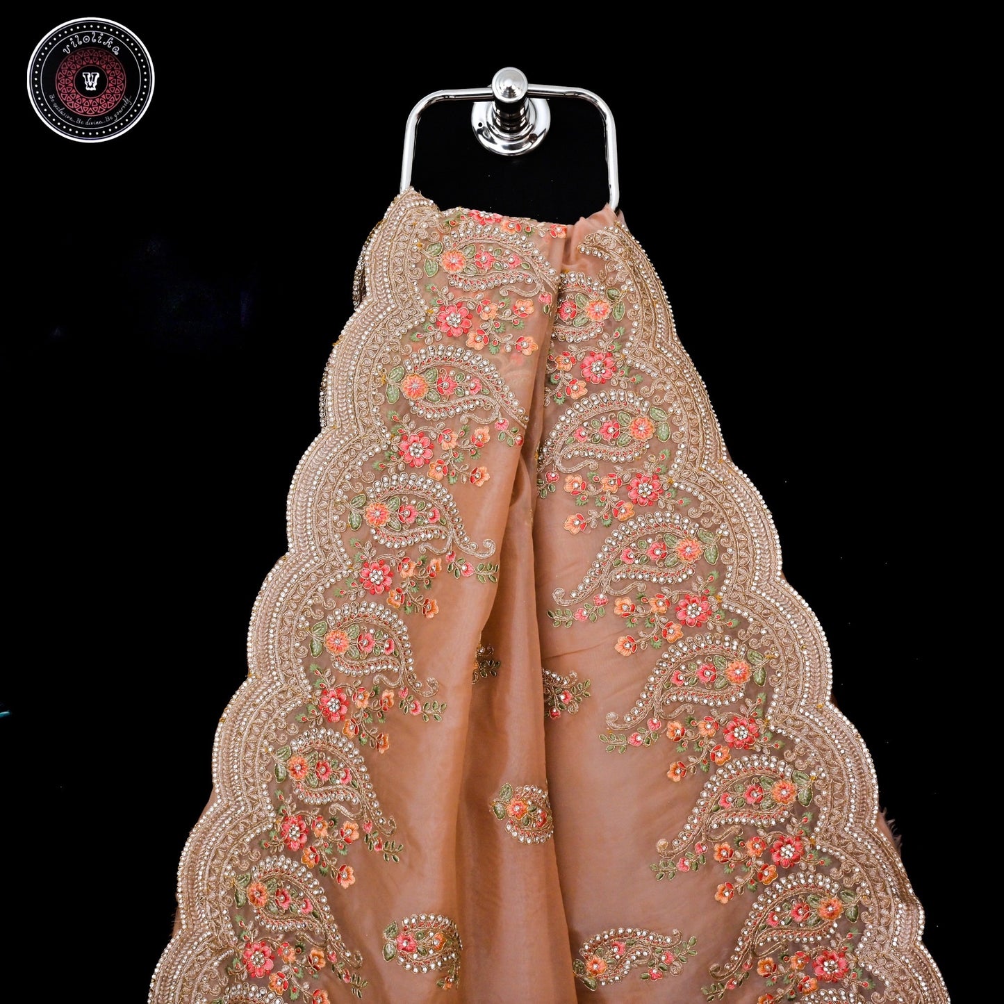 Exclusive Designer Organza sarees with allover jari and thread work and crafted with stones