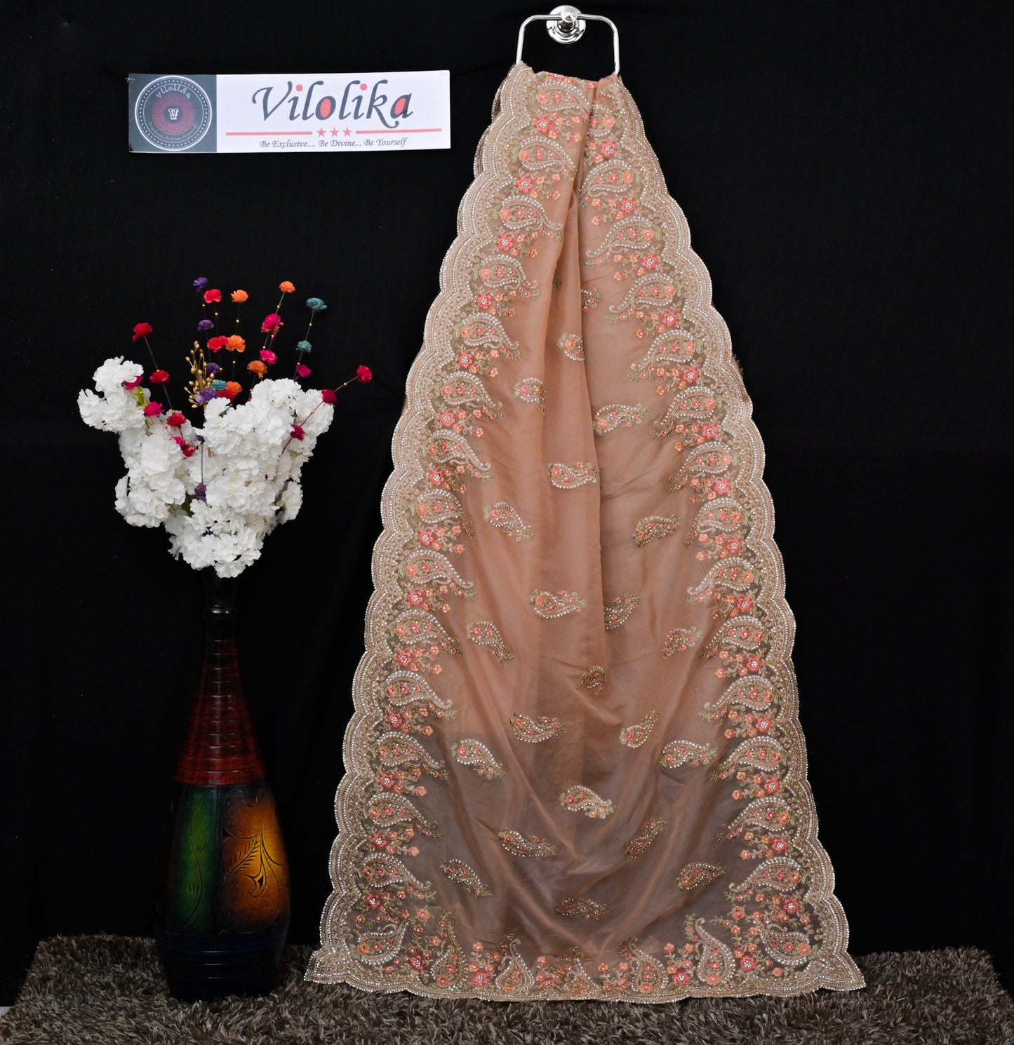 Exclusive Designer Organza sarees with allover jari and thread work and crafted with stones
