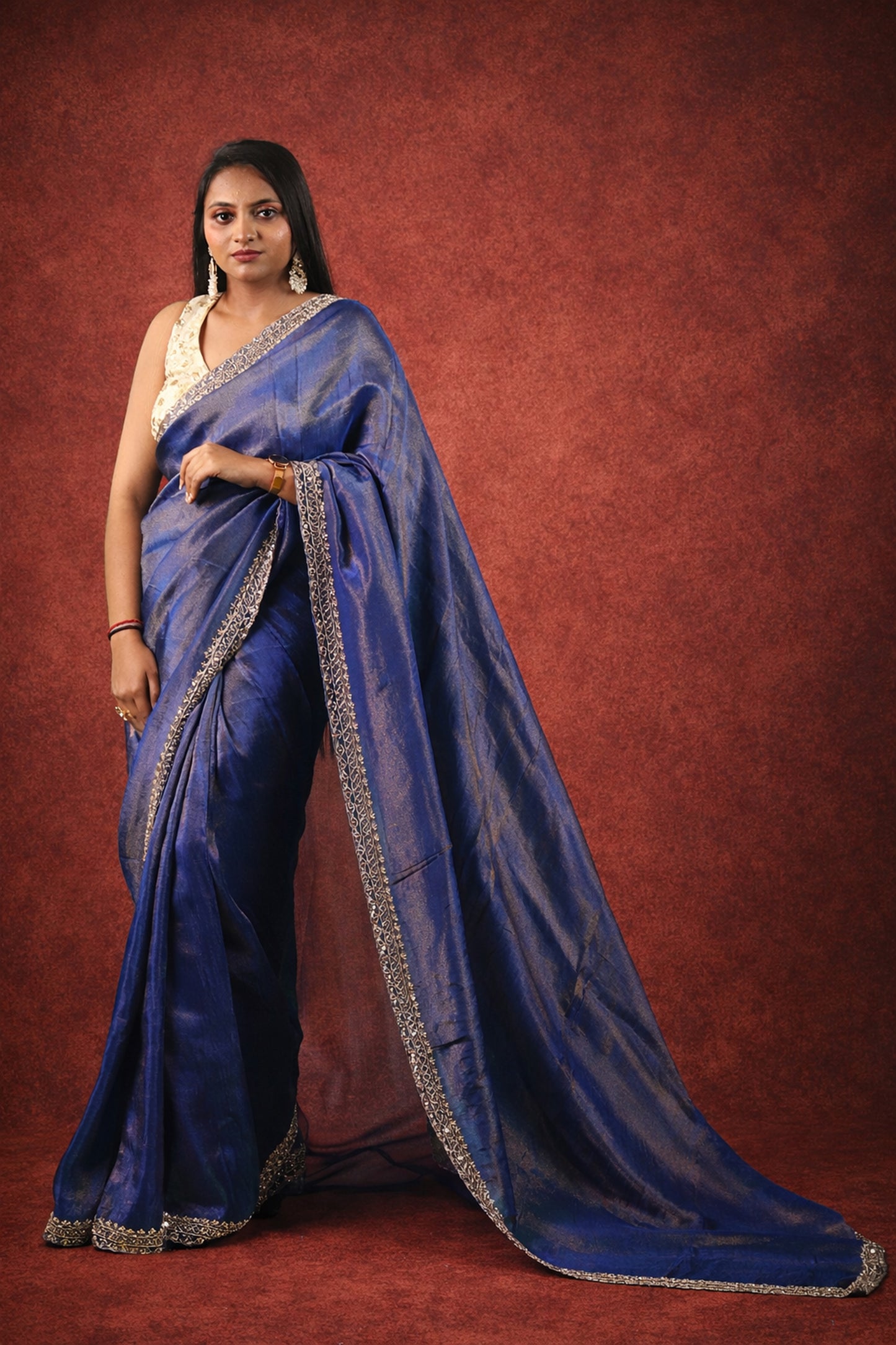 Jasmin Handworked Tissue Silk Saree