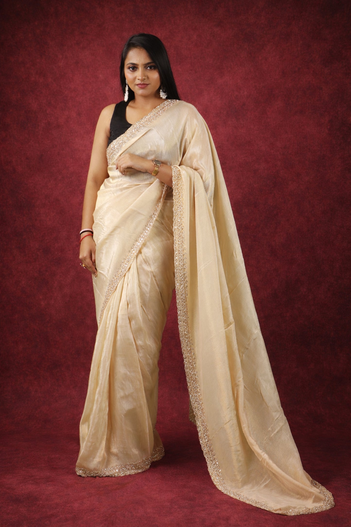 Jasmin Handworked Tissue Silk Saree