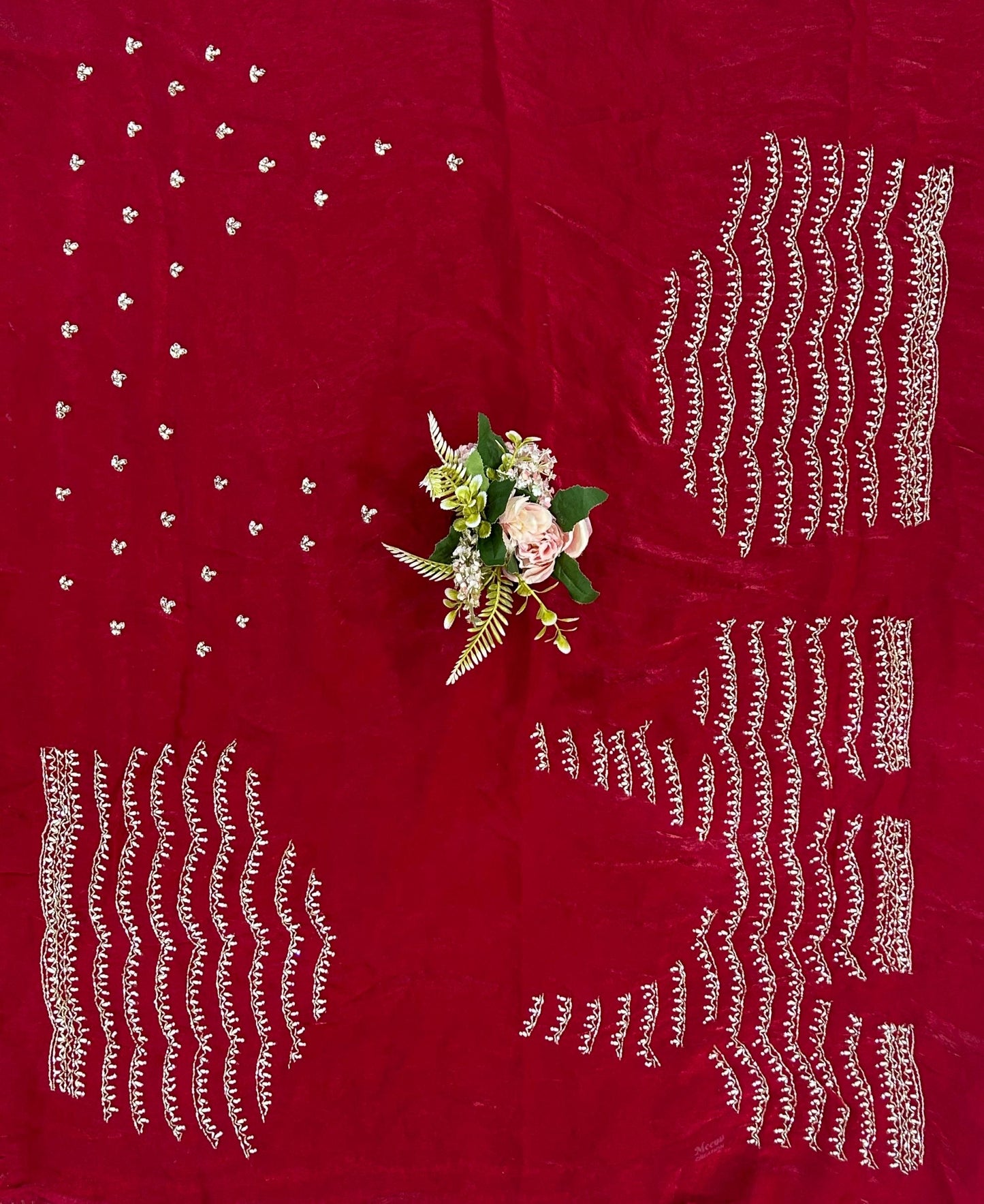 Rosy Handworked Fendy Satin Saree