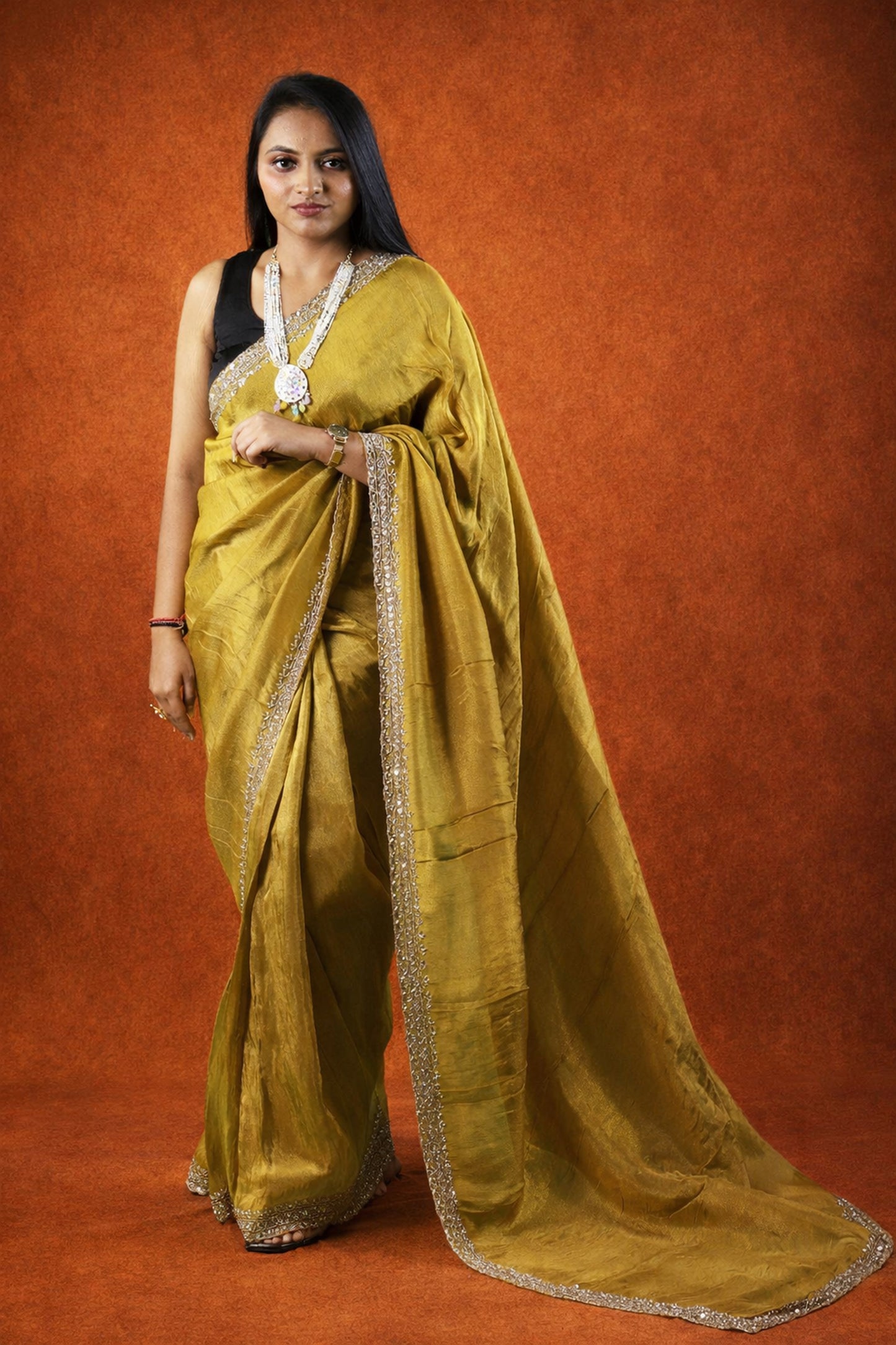 Jasmin Handworked Tissue Silk Saree