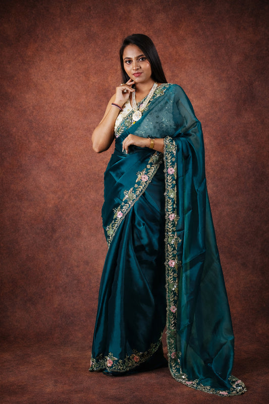 Juhi Handworked Satin Organza Saree