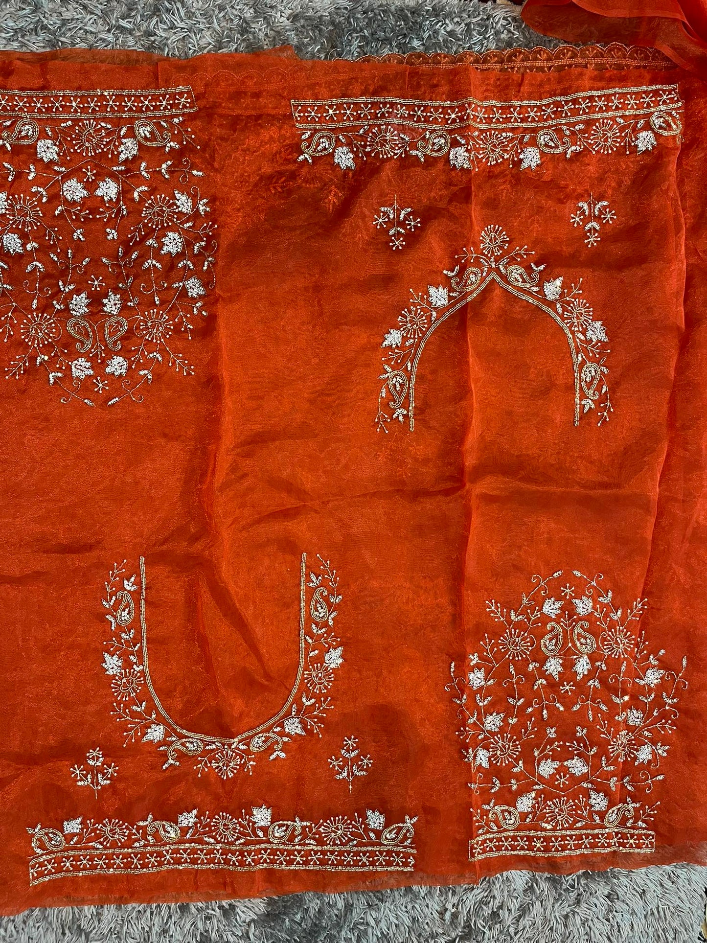 Gulmohar Tissue Organza Saree – Radiant Woven Luminosity