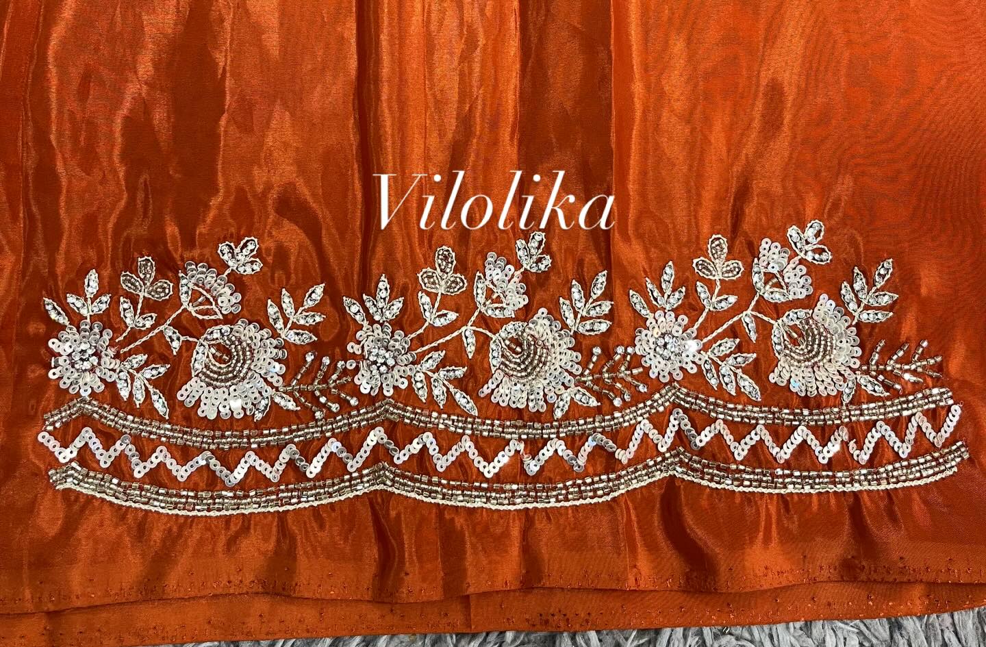 Raunak crape satin with exclusive handwork and heavy blouse piece