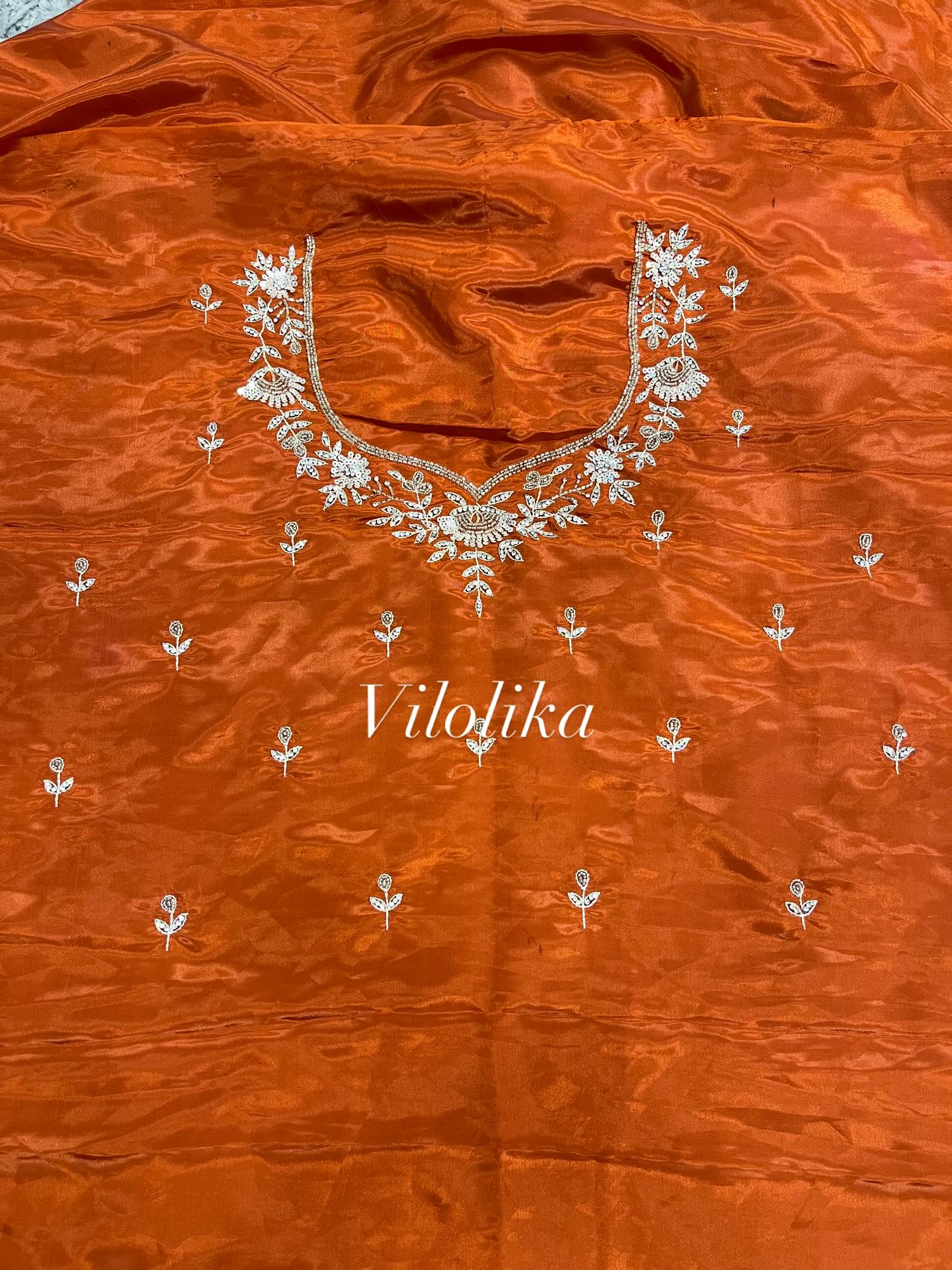 Raunak crape satin with exclusive handwork and heavy blouse piece