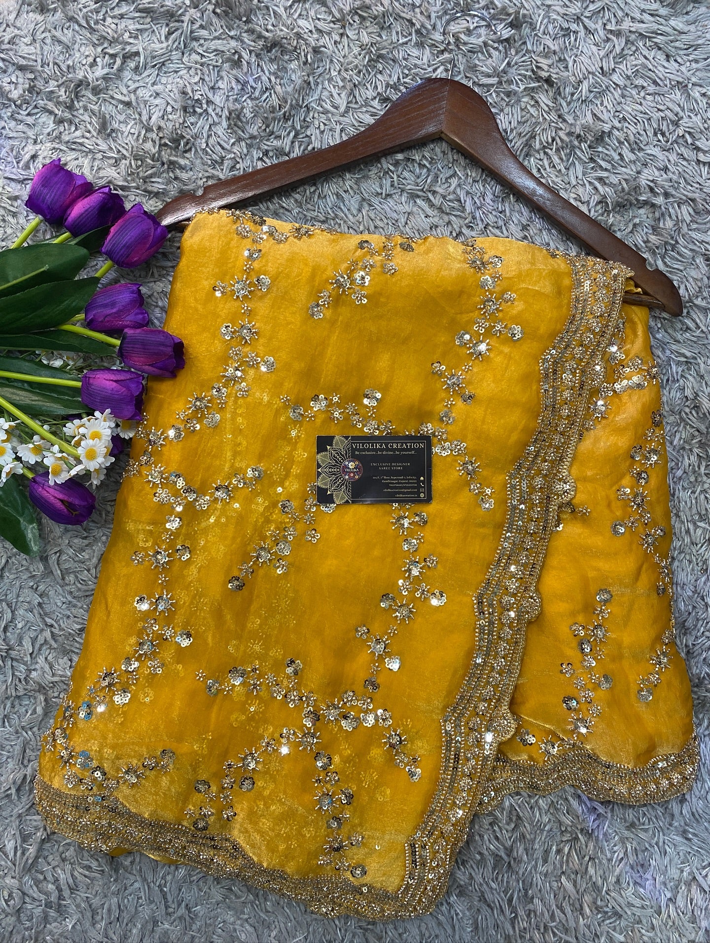 Sitara Fendy Satin Saree in heavy border and full sleeve blouse piece