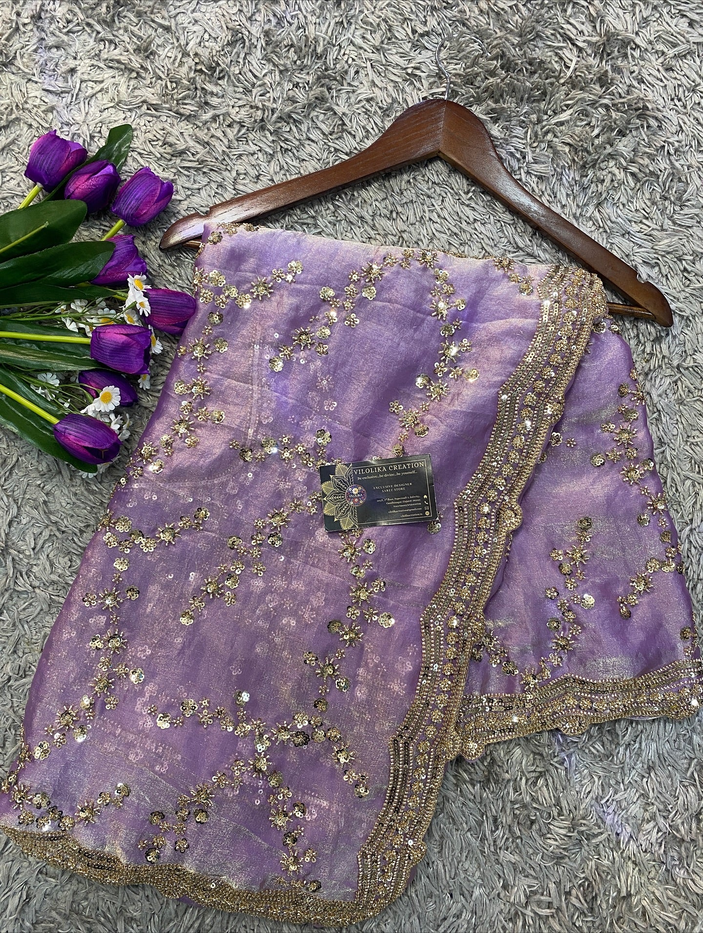 Sitara Fendy Satin Saree in heavy border and full sleeve blouse piece