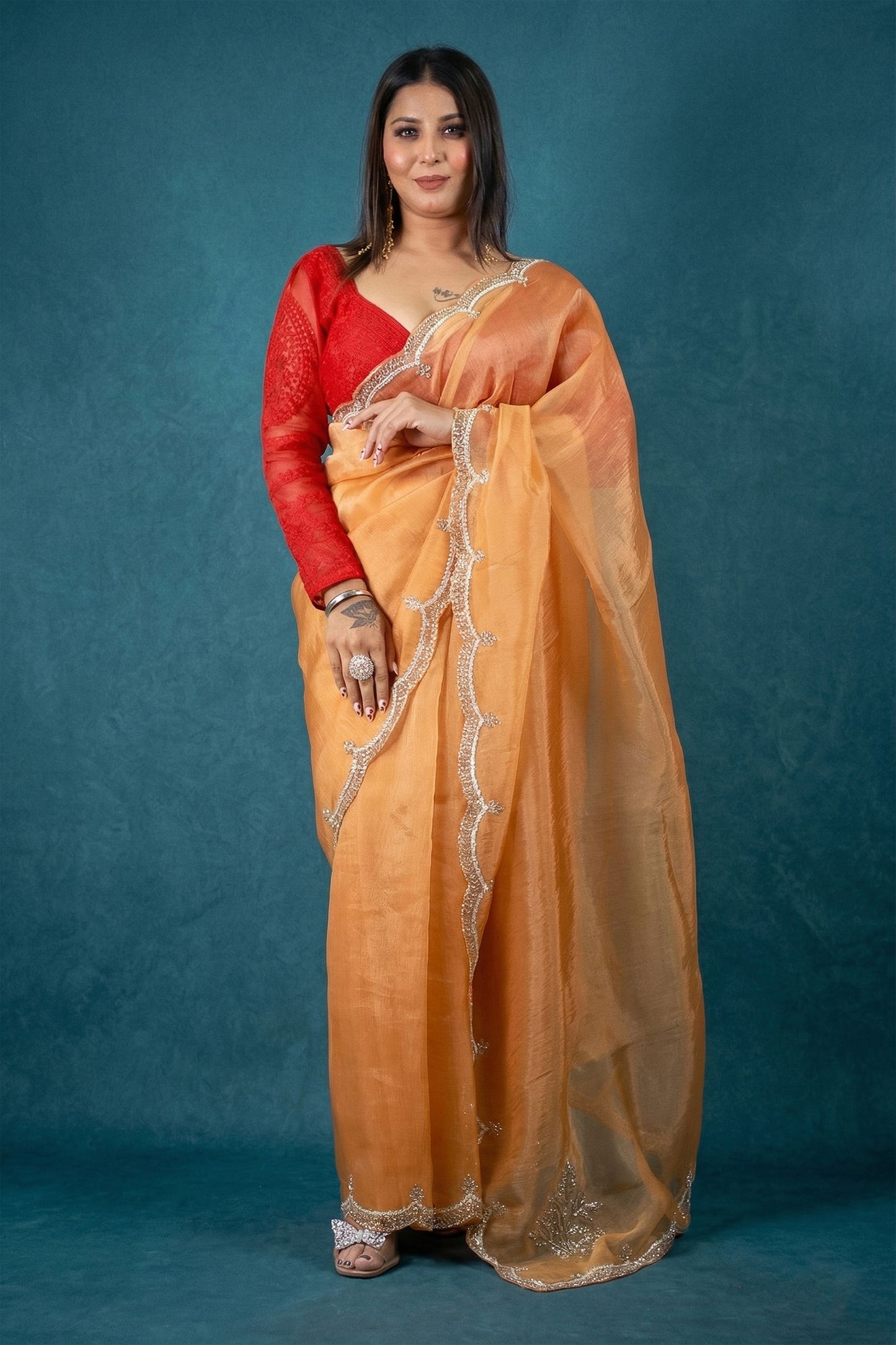 Pal Hanworked Premium Tissue Saree