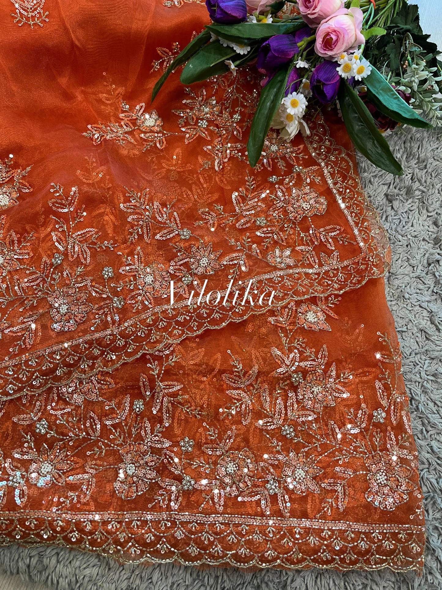 Rajrani Tissue Organza Saree – Regal Handcrafted Grandeur