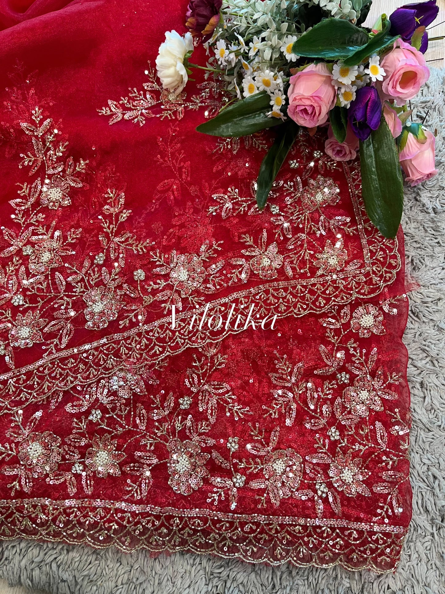 Rajrani Tissue Organza Saree – Regal Handcrafted Grandeur