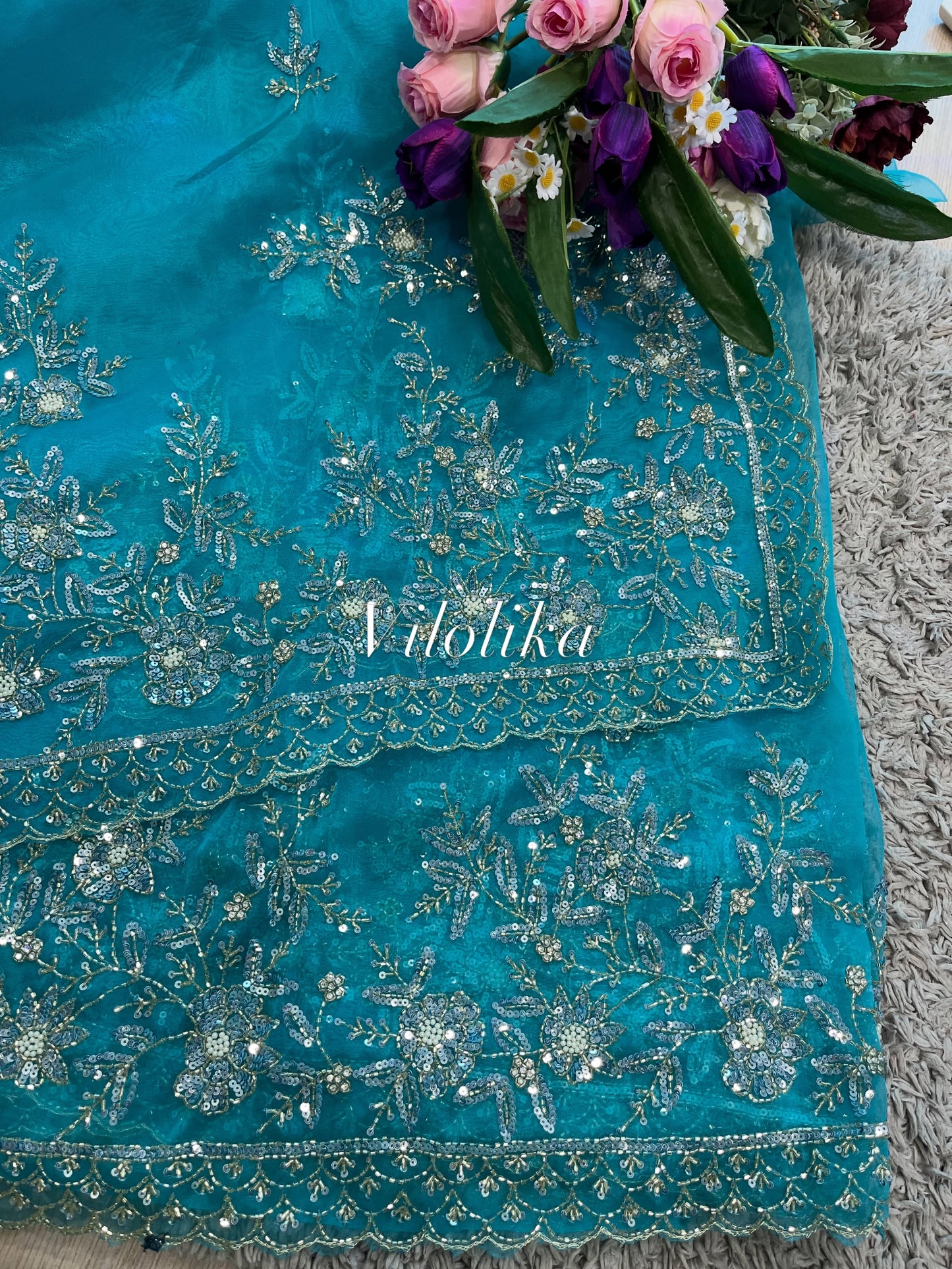 Rajrani Tissue Organza Saree – Regal Handcrafted Grandeur
