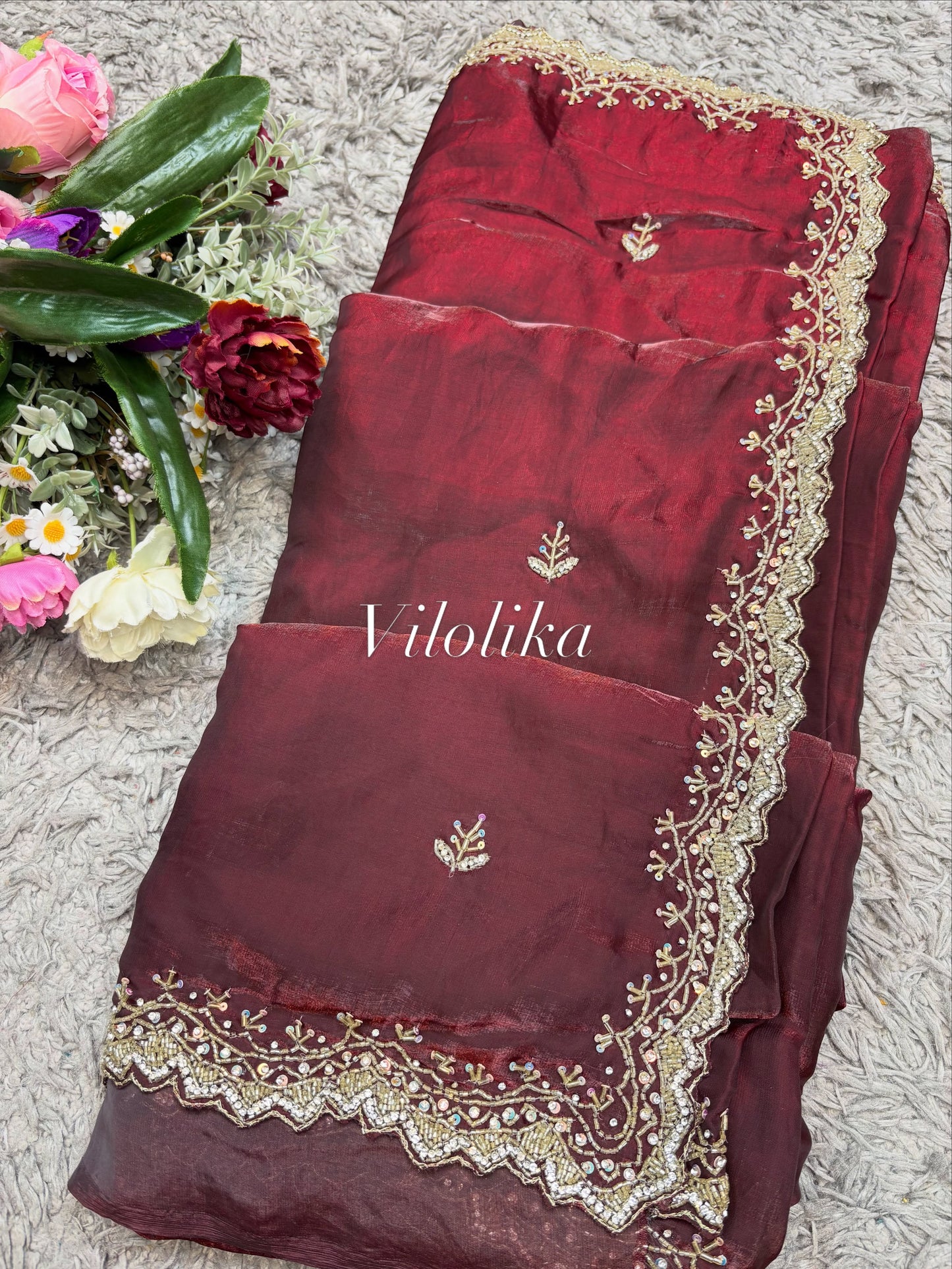 Dipika Handworked Fendy Satin Saree