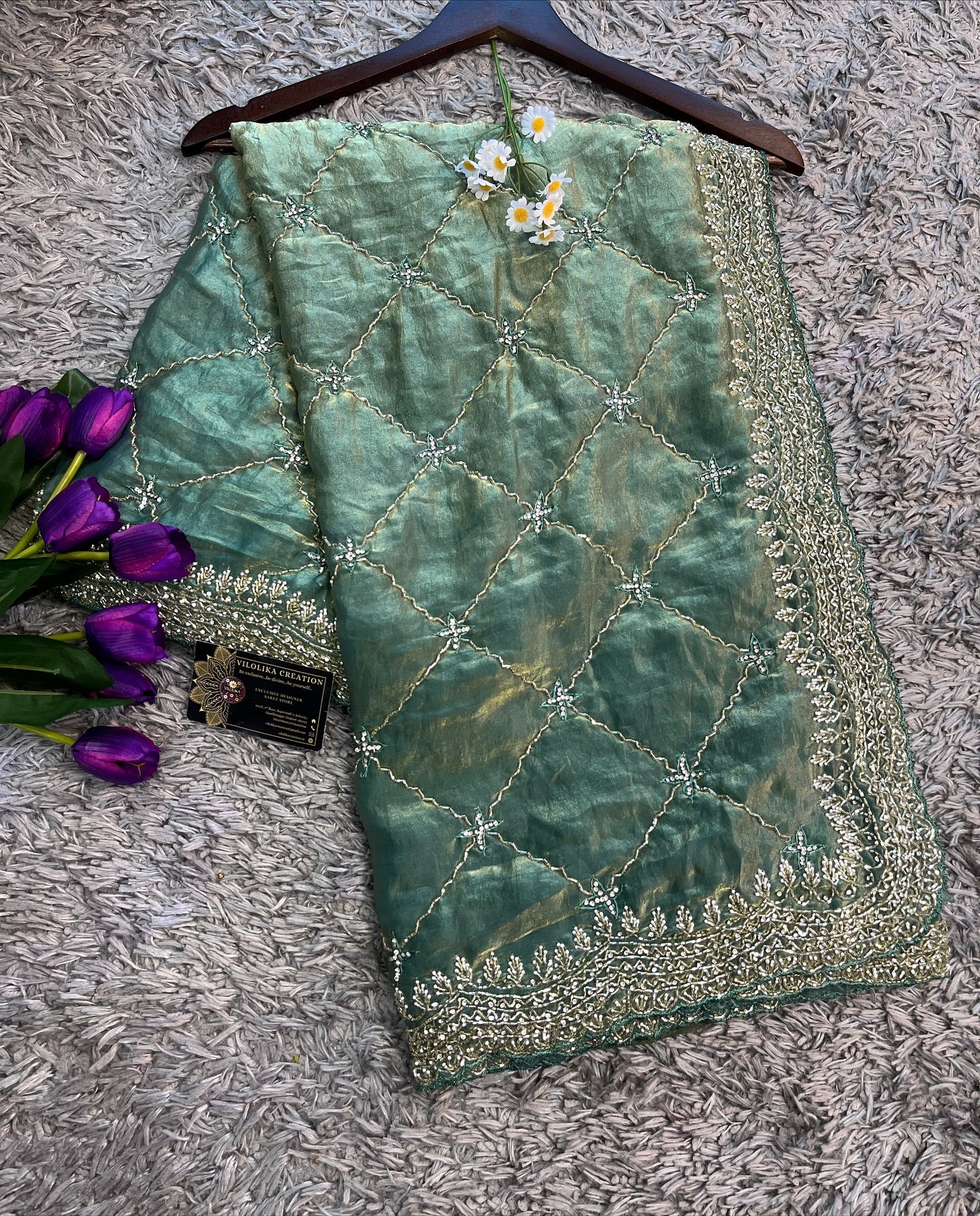 Dilruba Handworked Premium Fendy Satin Saree