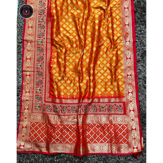 Fancy silk saree with peacock jari motif