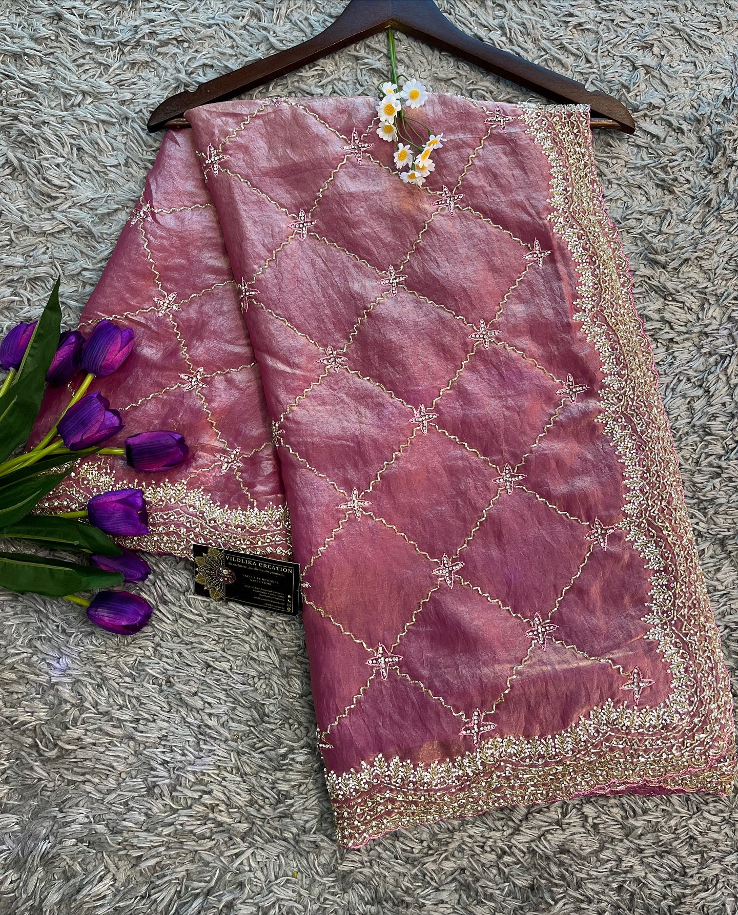 Dilruba Handworked Premium Fendy Satin Saree
