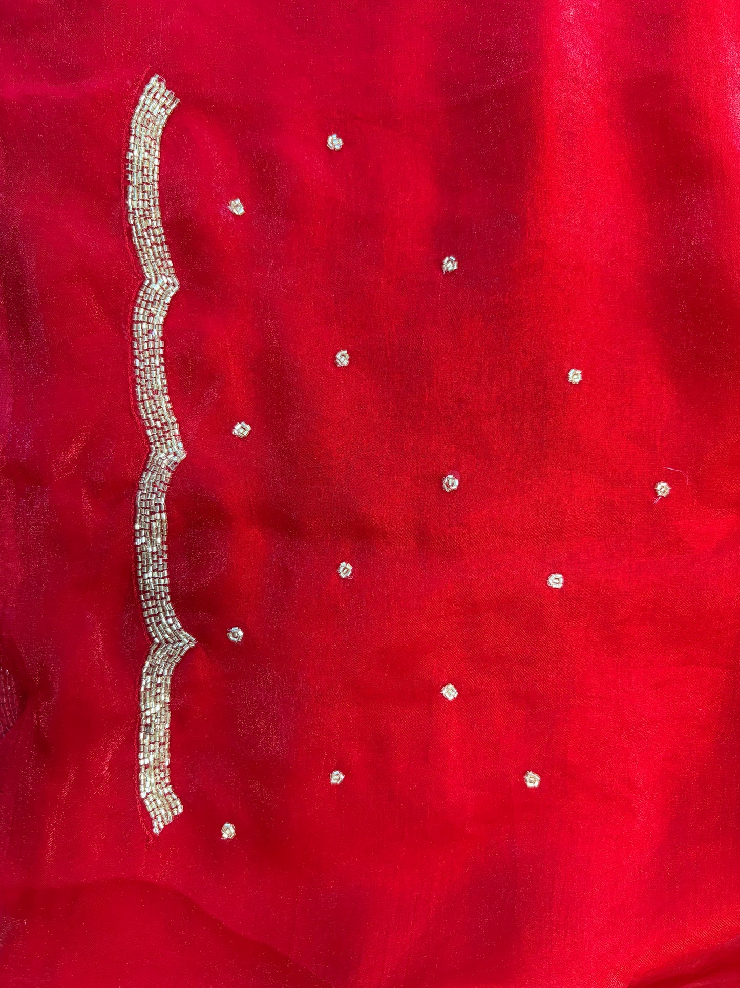 Star Velvet Satin Saree : With Handcrafted Golden Border-cutdana Work