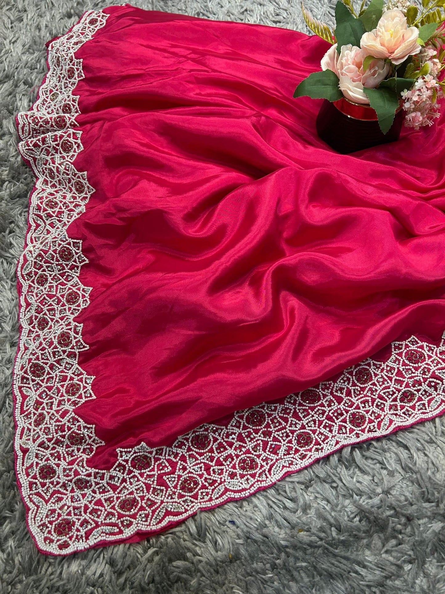 Pure HO Silk with Handcrafted Moti Work