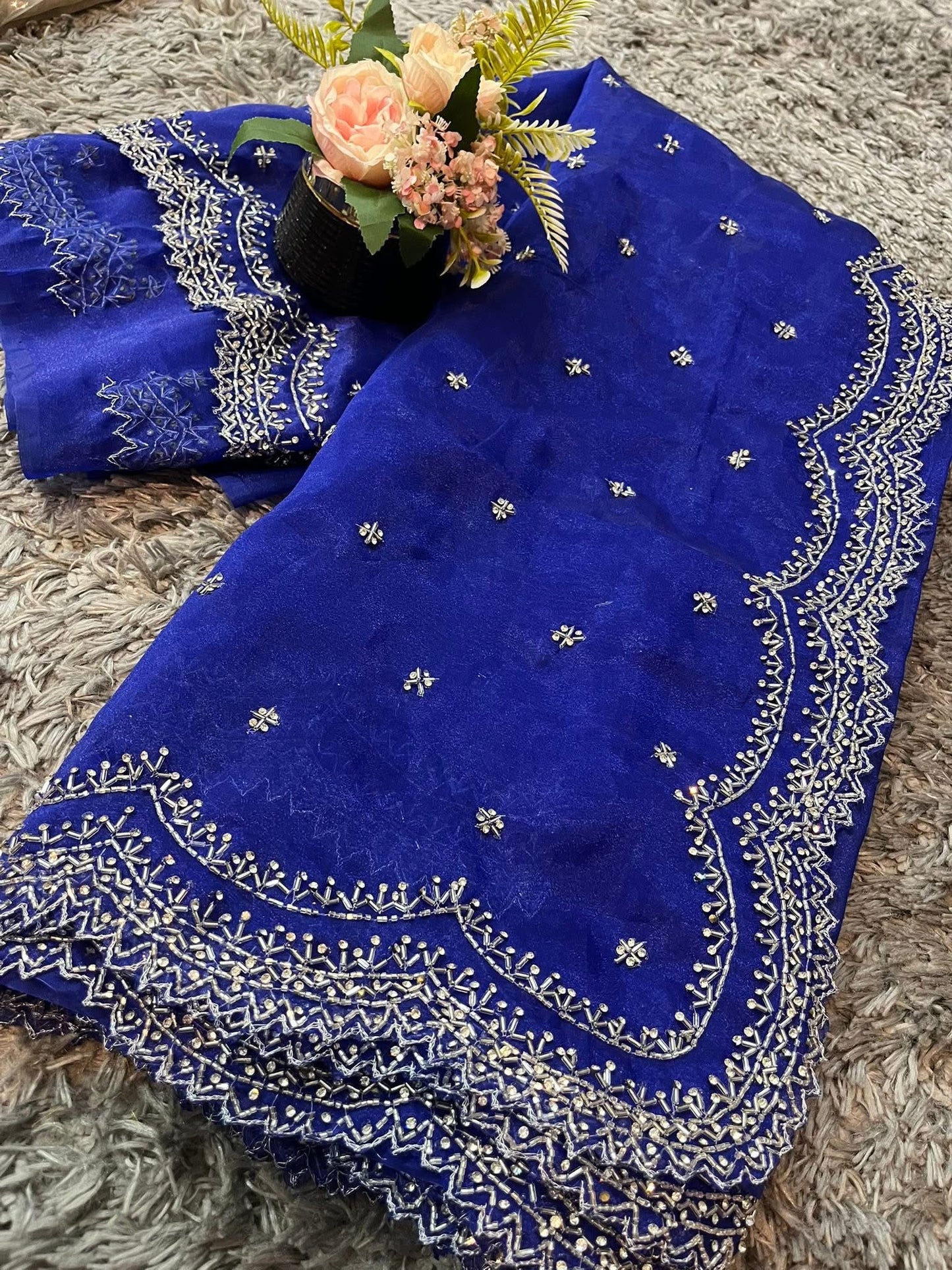 Dhamaka Tissue Organza saree in cutwork border
