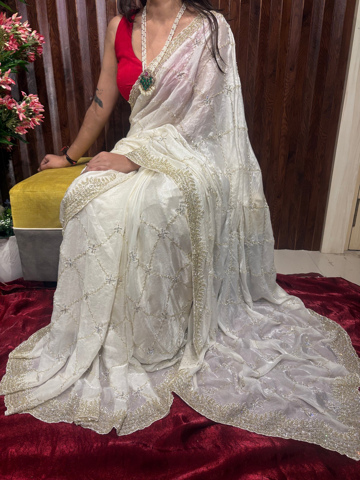 Dilruba Handworked Premium Fendy Satin Saree